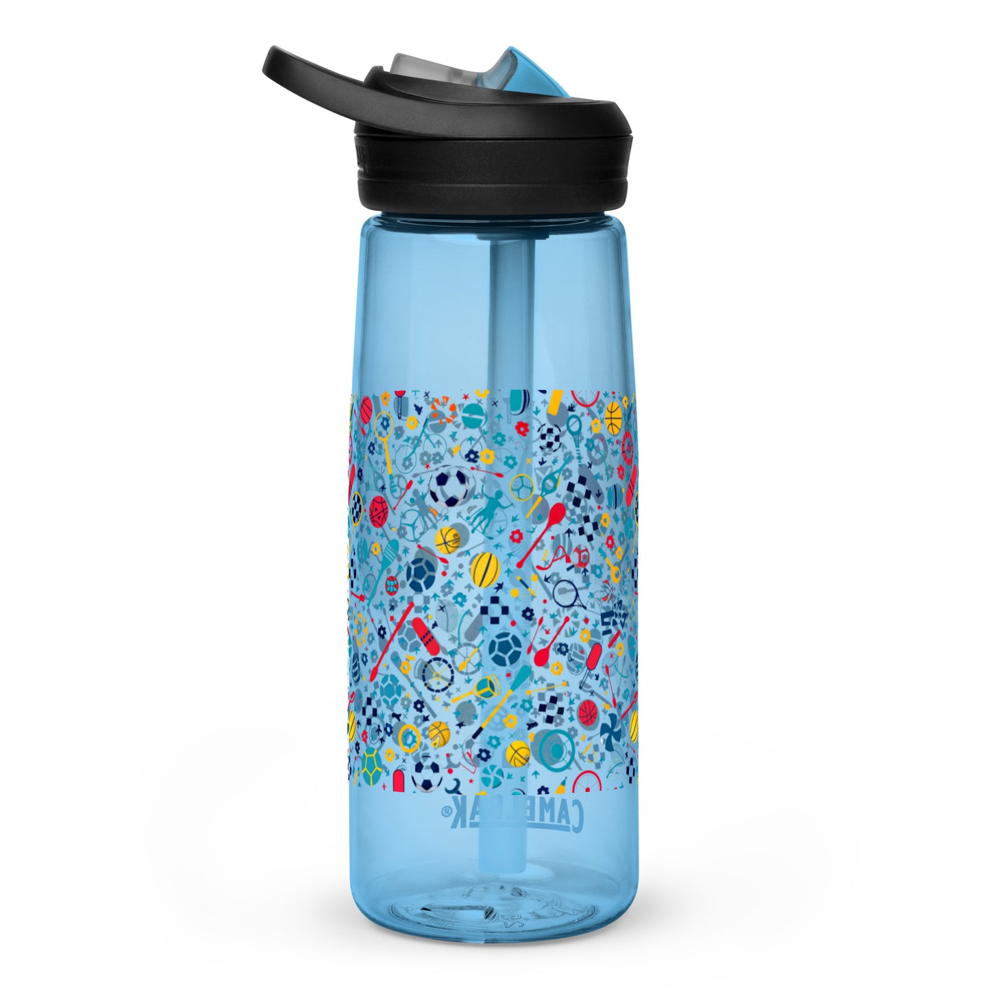Botella de agua deportiva con Estampado de Deportes Coloridos