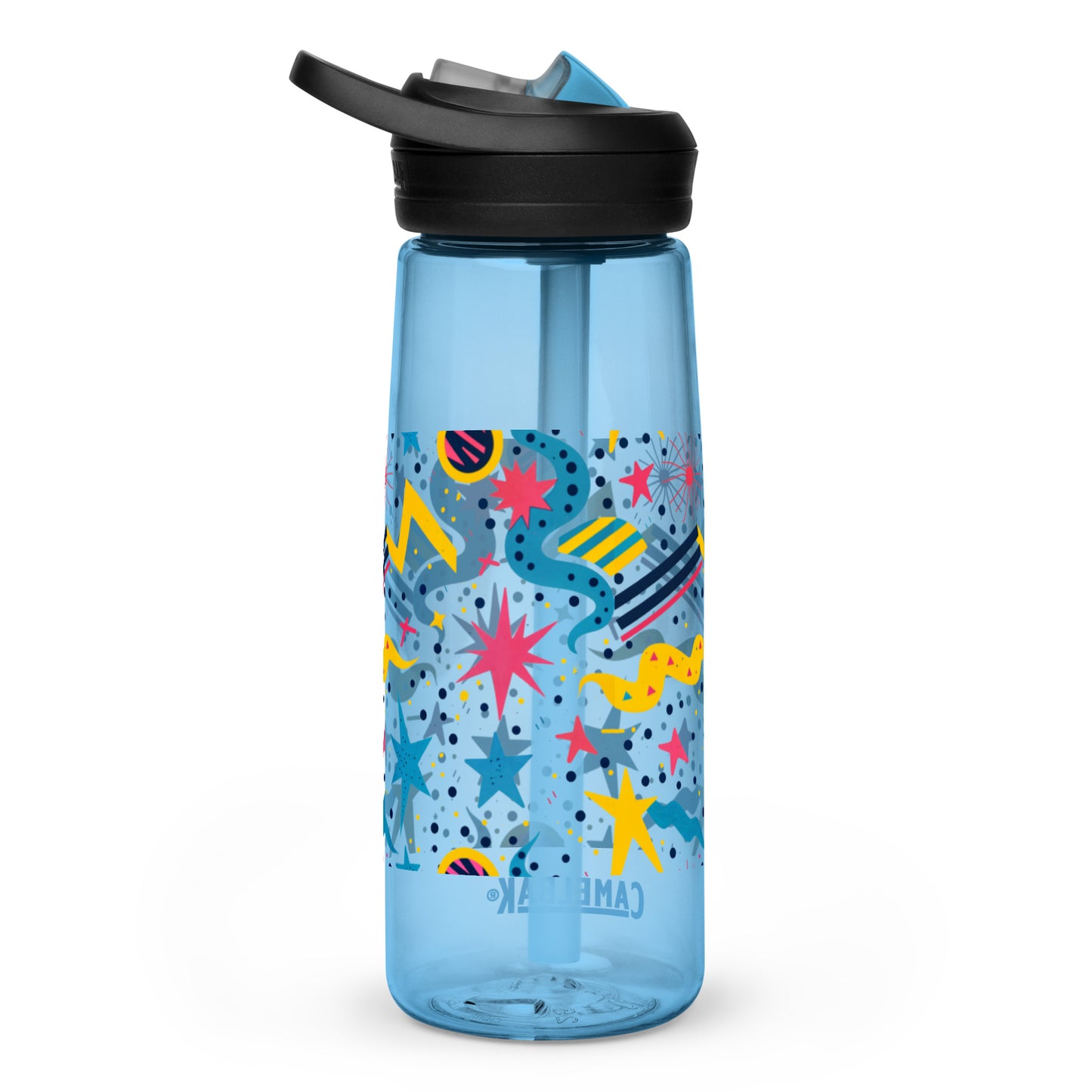 Botella de agua deportiva con Estampado de Estrellas y Formas Geométricas