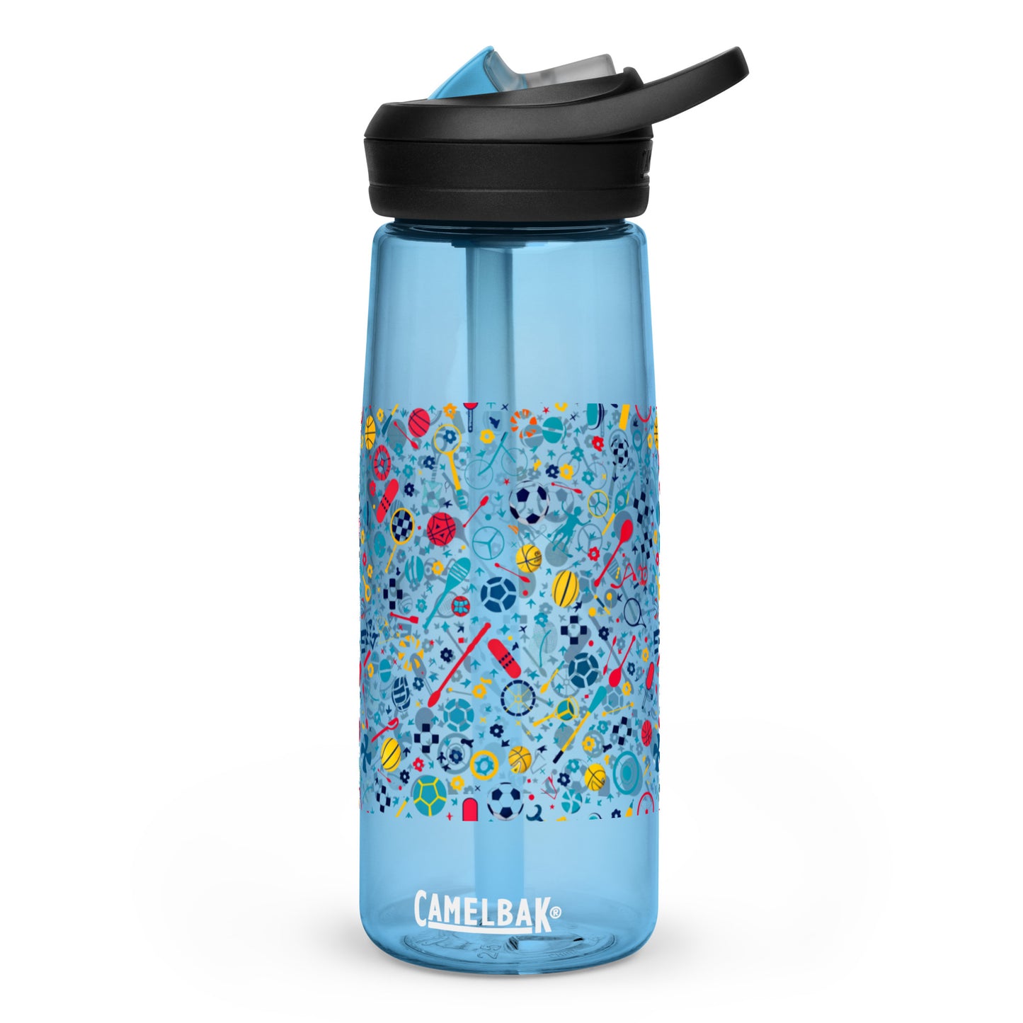 Botella de agua deportiva con Estampado de Deportes Coloridos