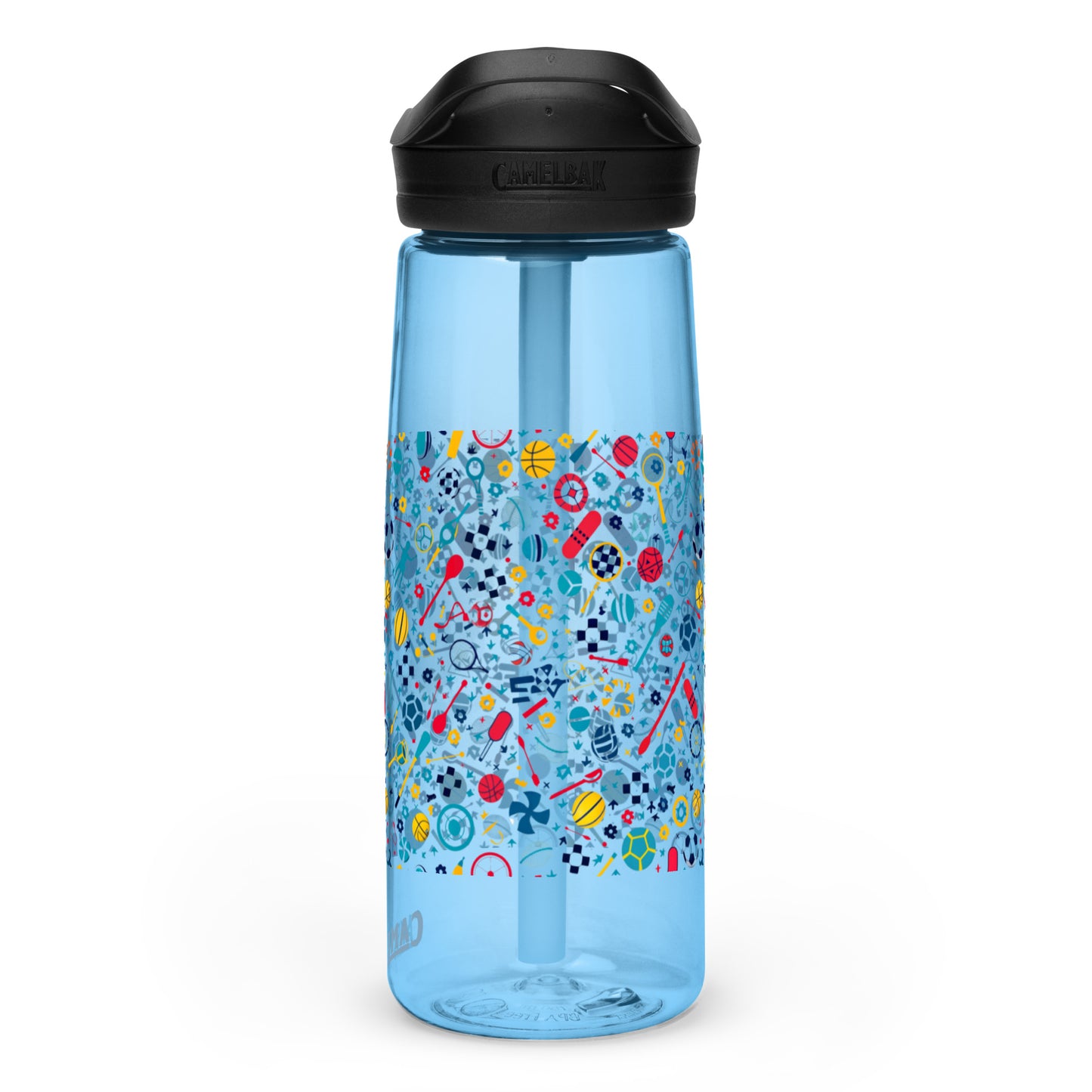 Botella de agua deportiva con Estampado de Deportes Coloridos