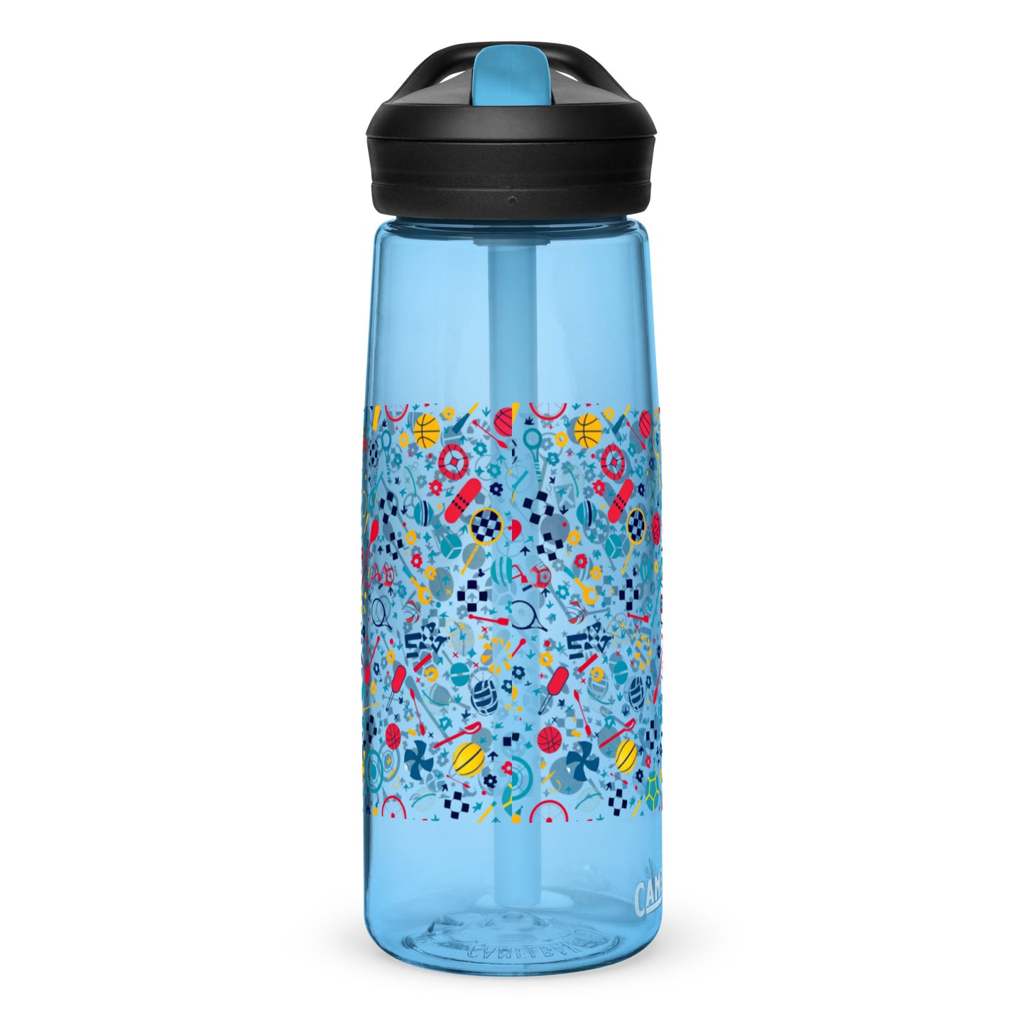 Botella de agua deportiva con Estampado de Deportes Coloridos