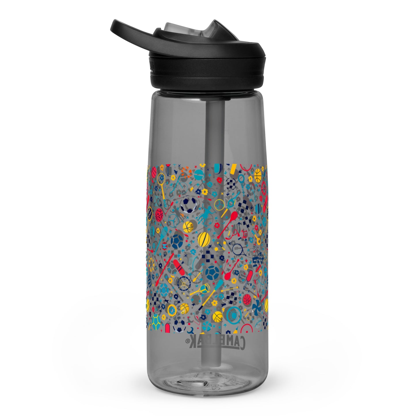 Botella de agua deportiva con Estampado de Deportes Coloridos
