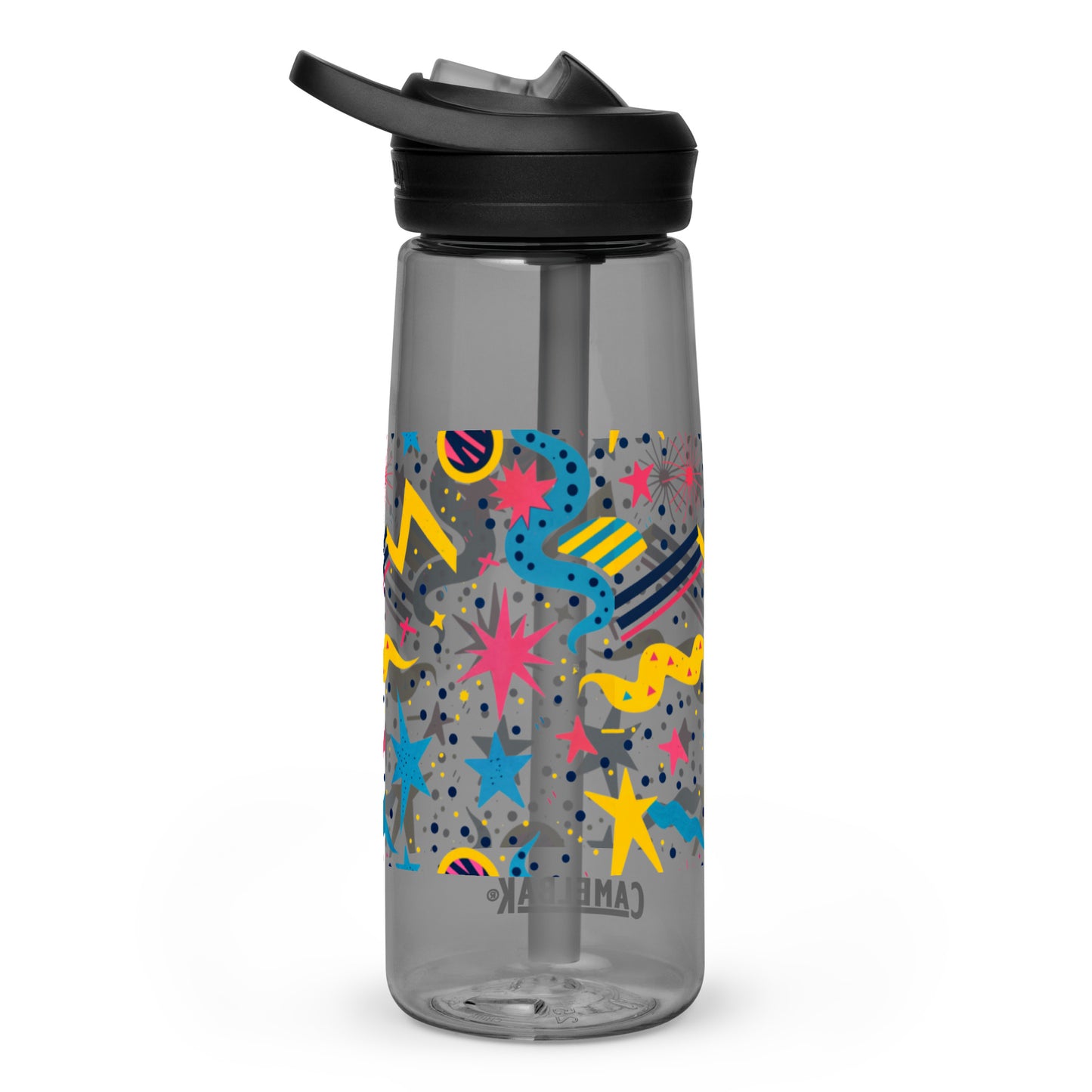 Botella de agua deportiva con Estampado de Estrellas y Formas Geométricas