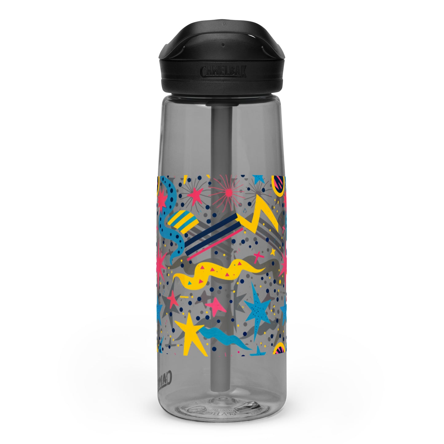 Botella de agua deportiva con Estampado de Estrellas y Formas Geométricas