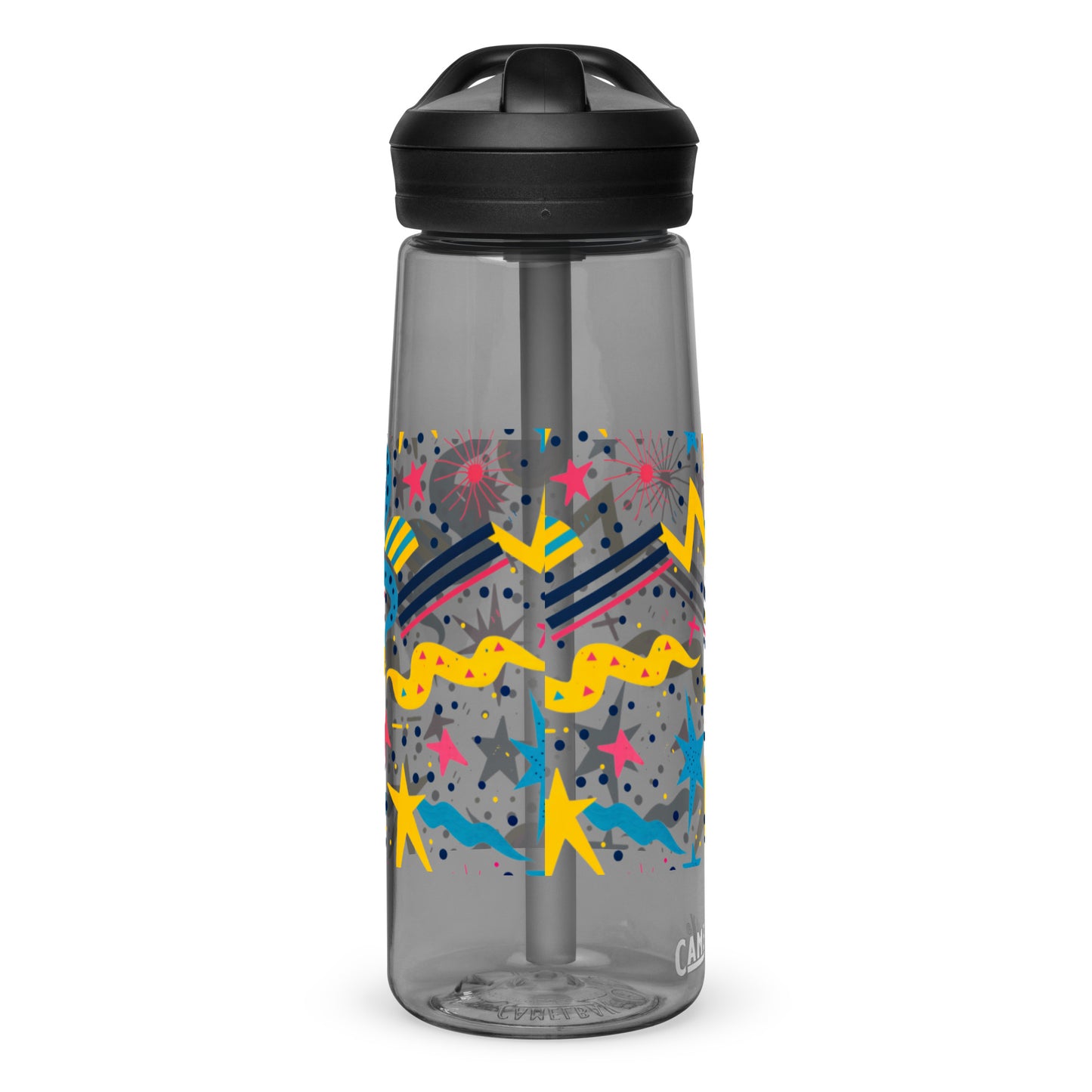 Botella de agua deportiva con Estampado de Estrellas y Formas Geométricas