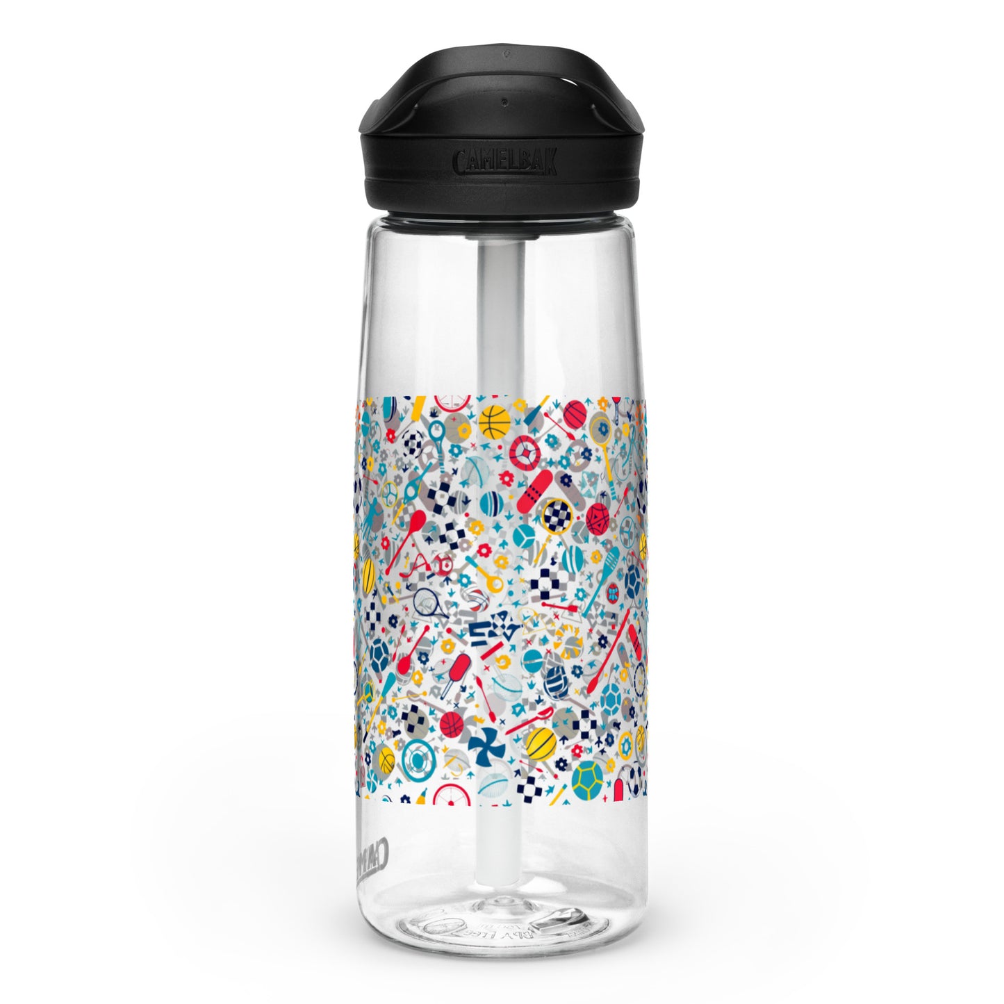 Botella de agua deportiva con Estampado de Deportes Coloridos