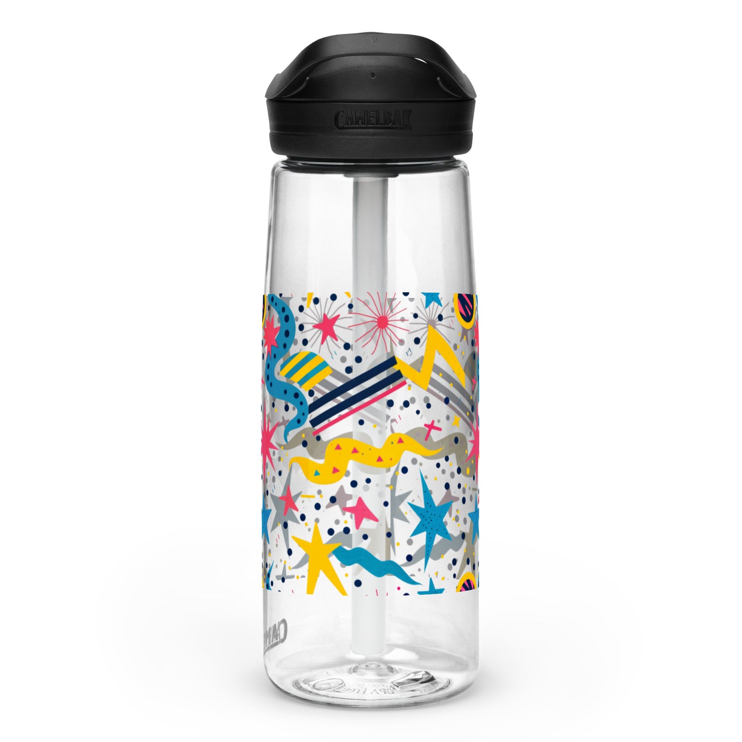 Botella de agua deportiva con Estampado de Estrellas y Formas Geométricas