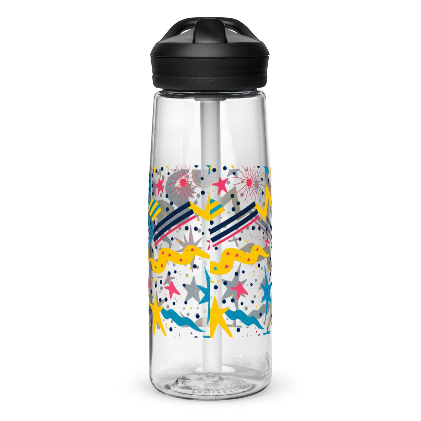 Botella de agua deportiva con Estampado de Estrellas y Formas Geométricas