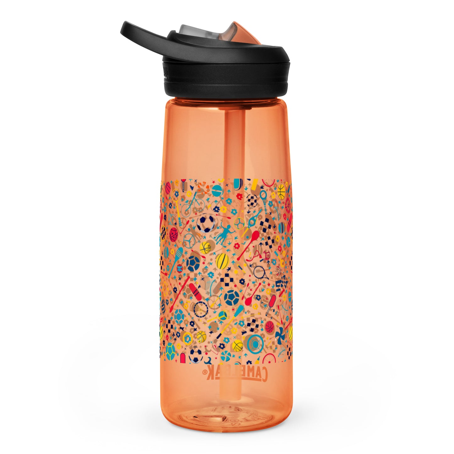 Botella de agua deportiva con Estampado de Deportes Coloridos