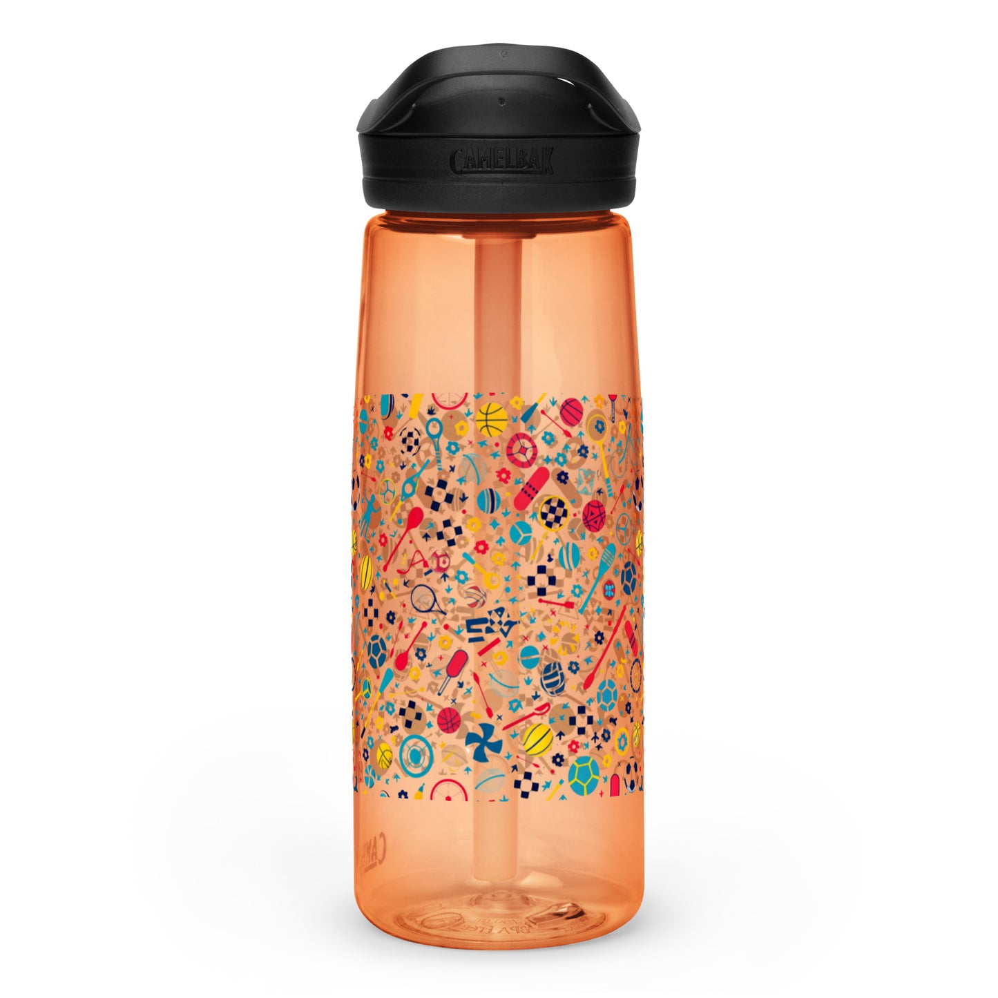 Botella de agua deportiva con Estampado de Deportes Coloridos