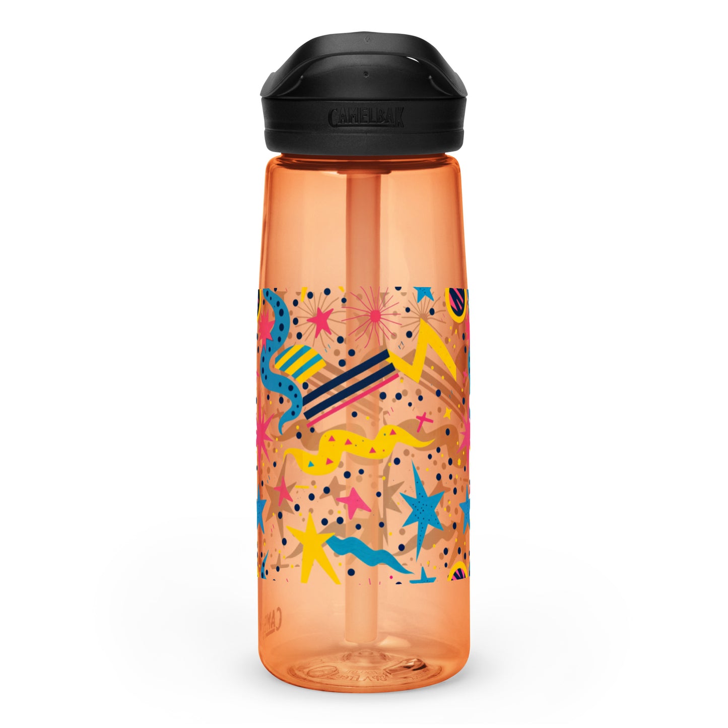 Botella de agua deportiva con Estampado de Estrellas y Formas Geométricas