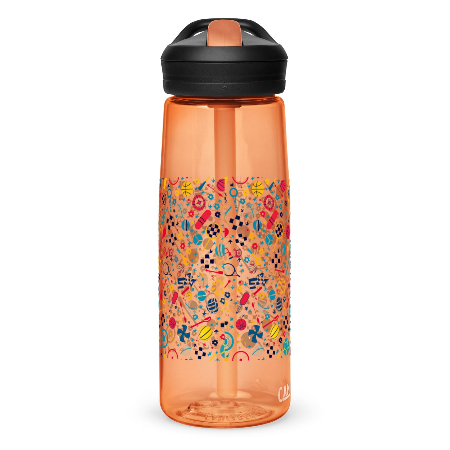 Botella de agua deportiva con Estampado de Deportes Coloridos