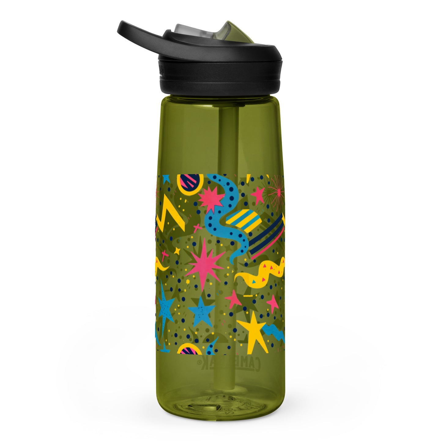Botella de agua deportiva con Estampado de Estrellas y Formas Geométricas