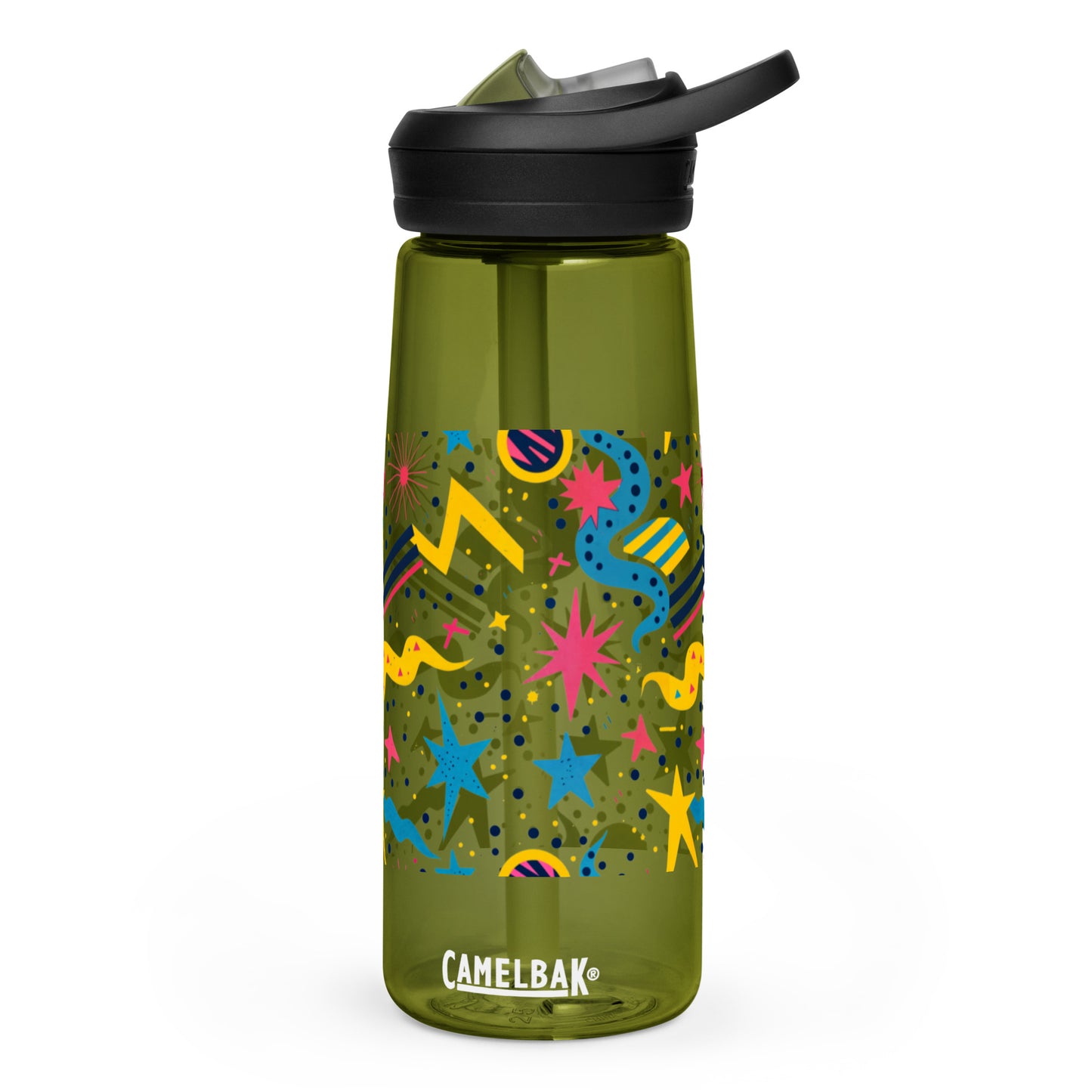 Botella de agua deportiva con Estampado de Estrellas y Formas Geométricas