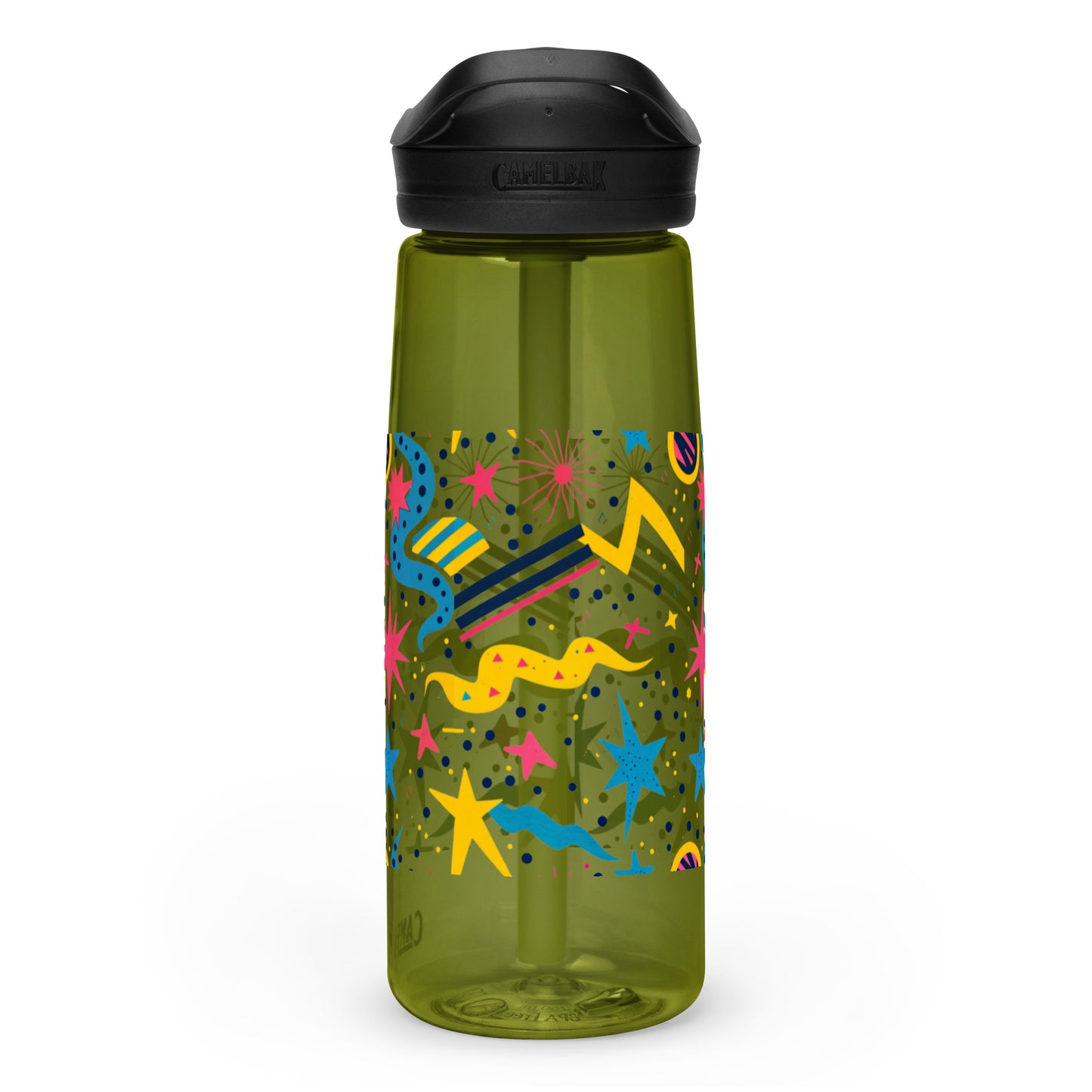 Botella de agua deportiva con Estampado de Estrellas y Formas Geométricas