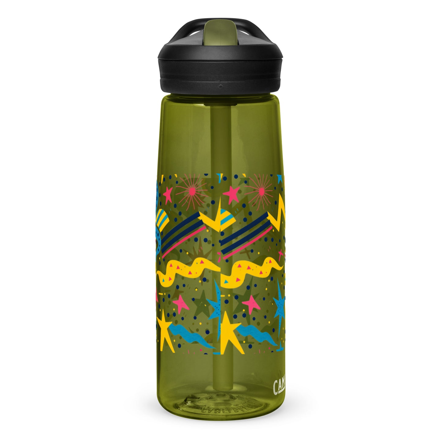 Botella de agua deportiva con Estampado de Estrellas y Formas Geométricas