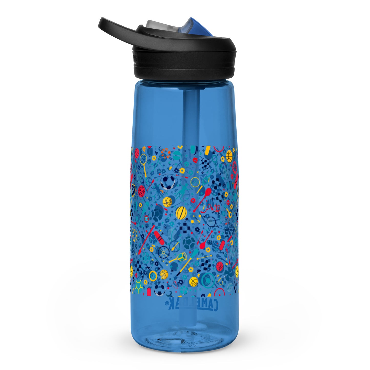 Botella de agua deportiva con Estampado de Deportes Coloridos