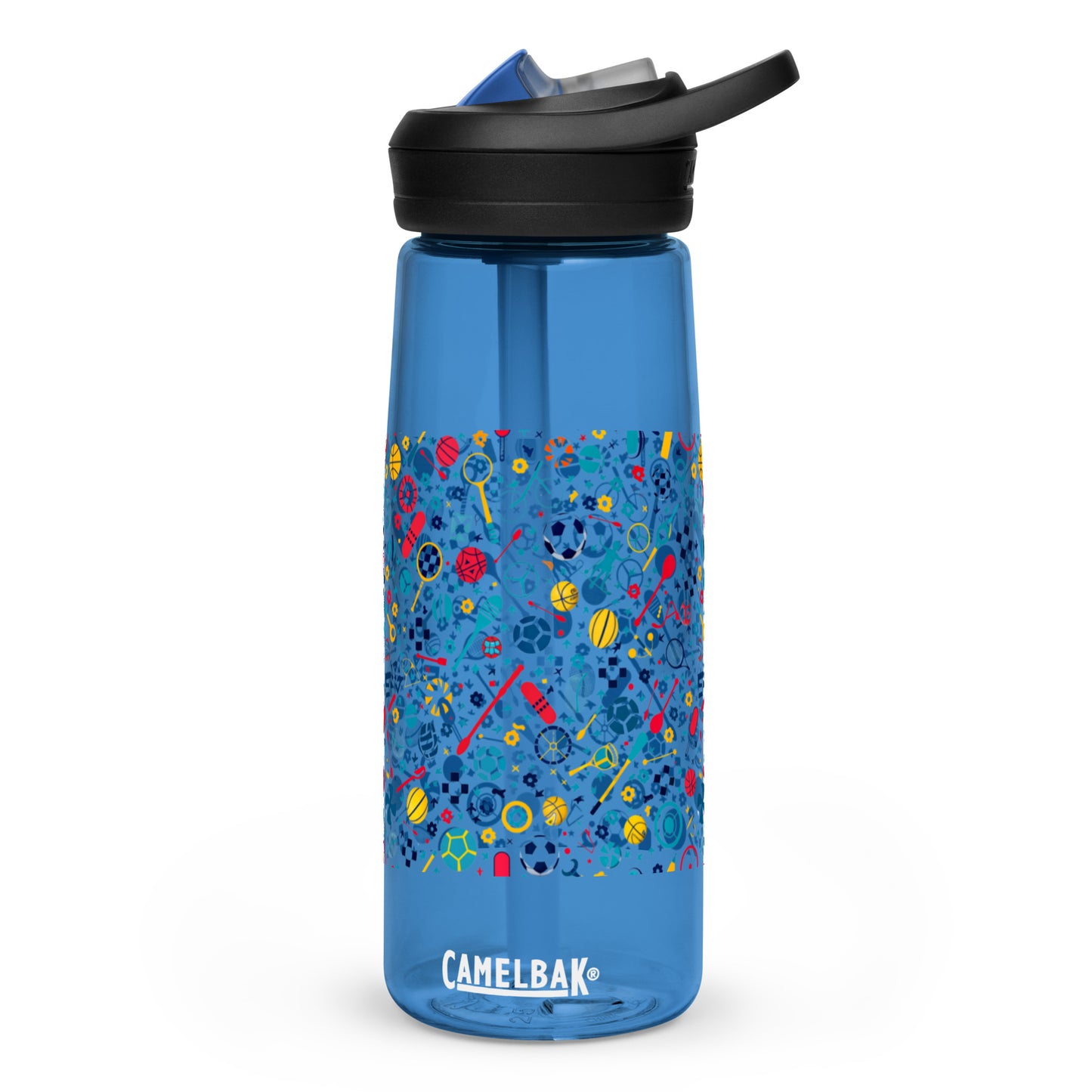 Botella de agua deportiva con Estampado de Deportes Coloridos