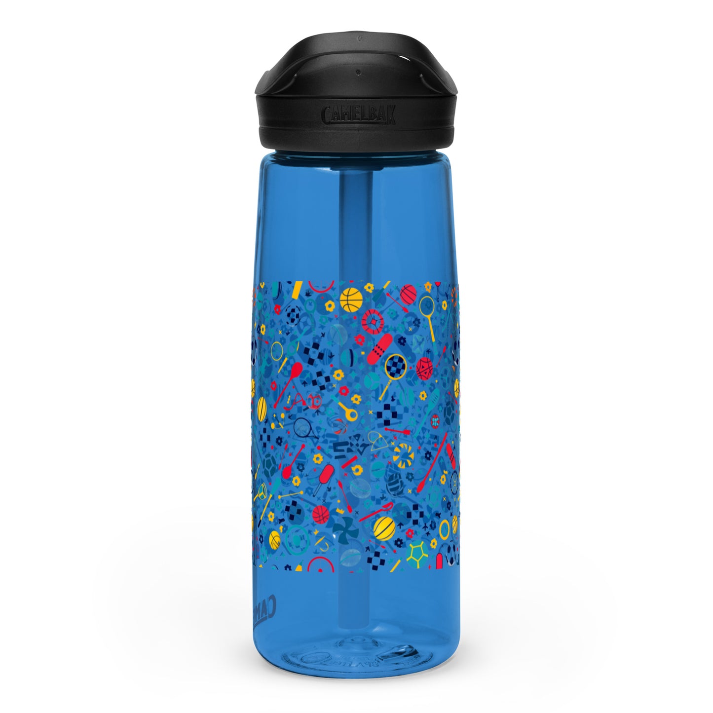 Botella de agua deportiva con Estampado de Deportes Coloridos