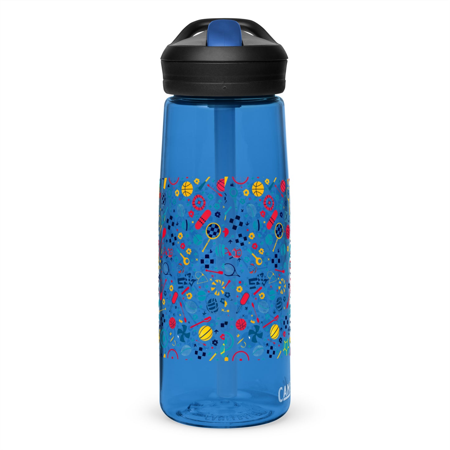 Botella de agua deportiva con Estampado de Deportes Coloridos