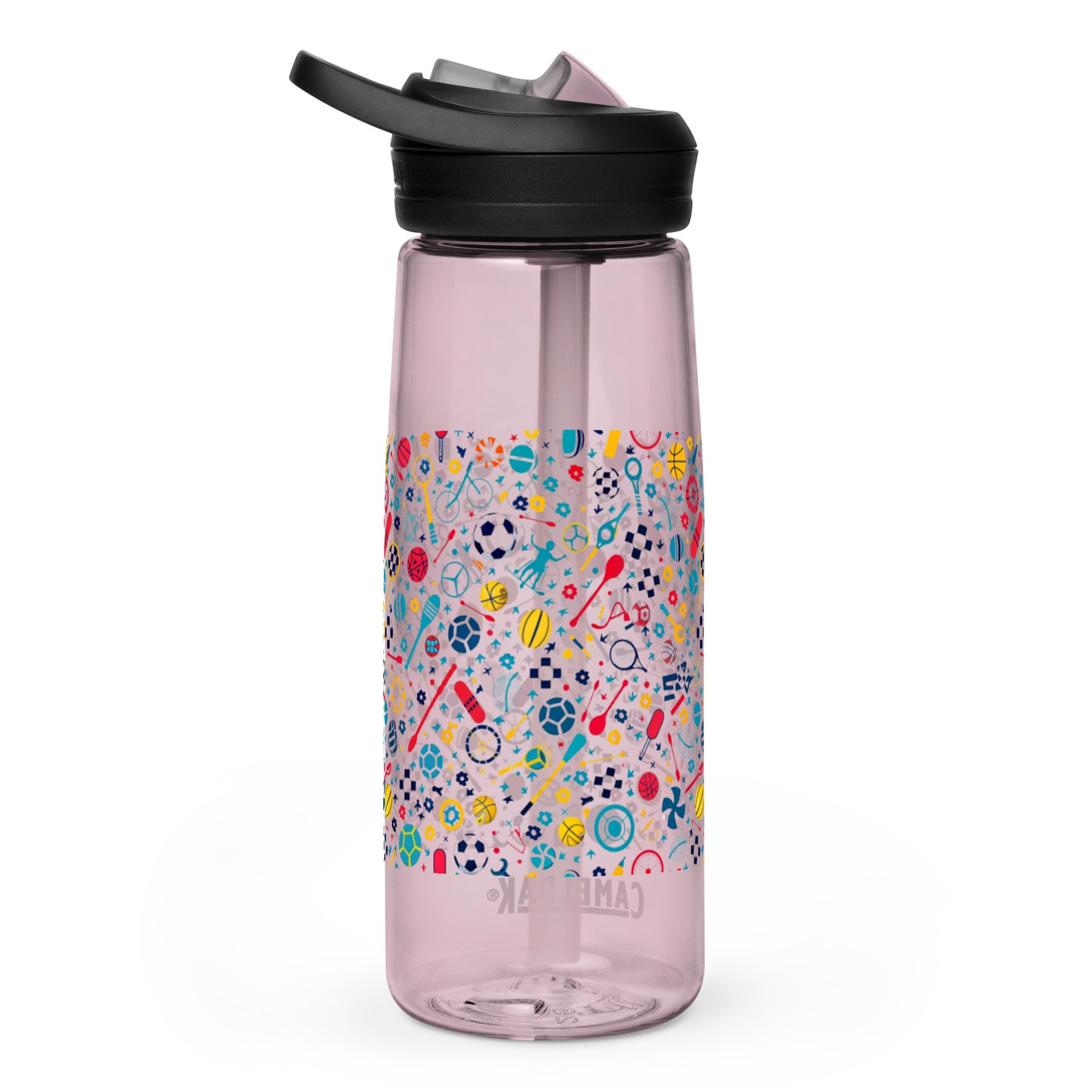 Botella de agua deportiva con Estampado de Deportes Coloridos