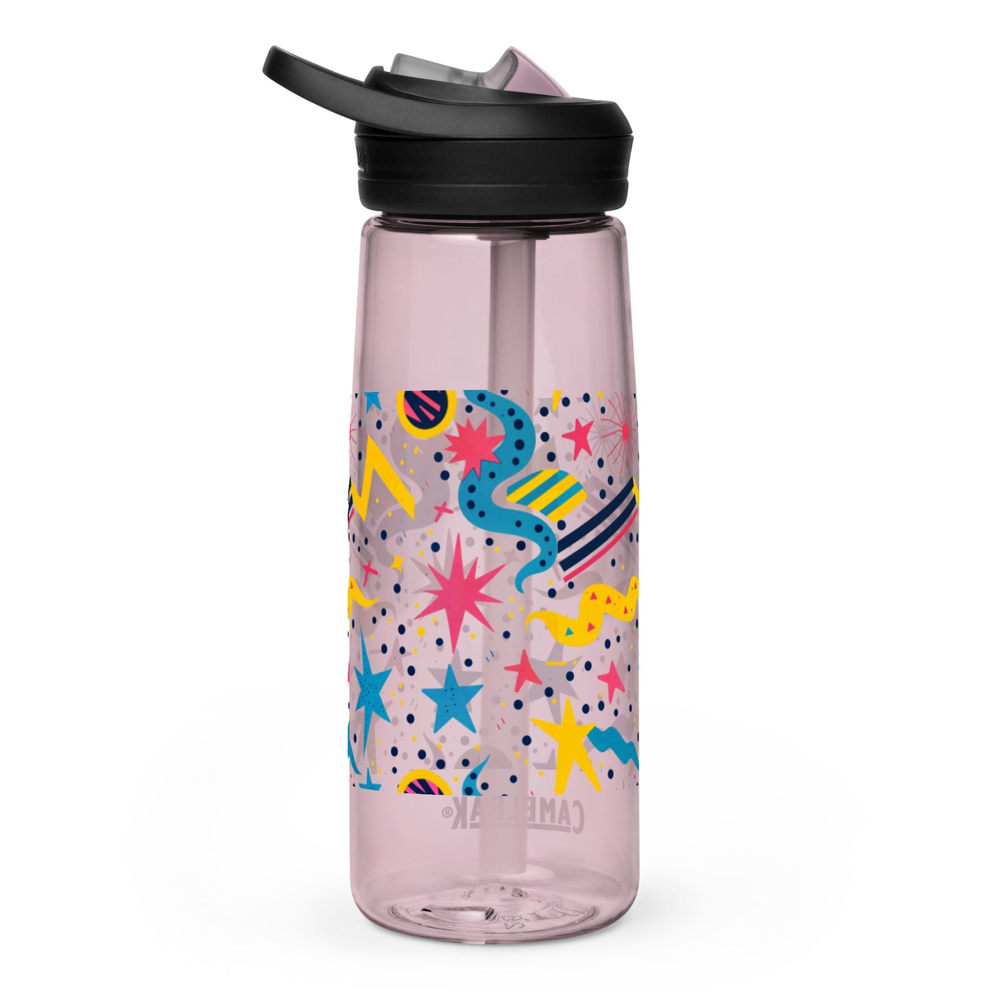 Botella de agua deportiva con Estampado de Estrellas y Formas Geométricas