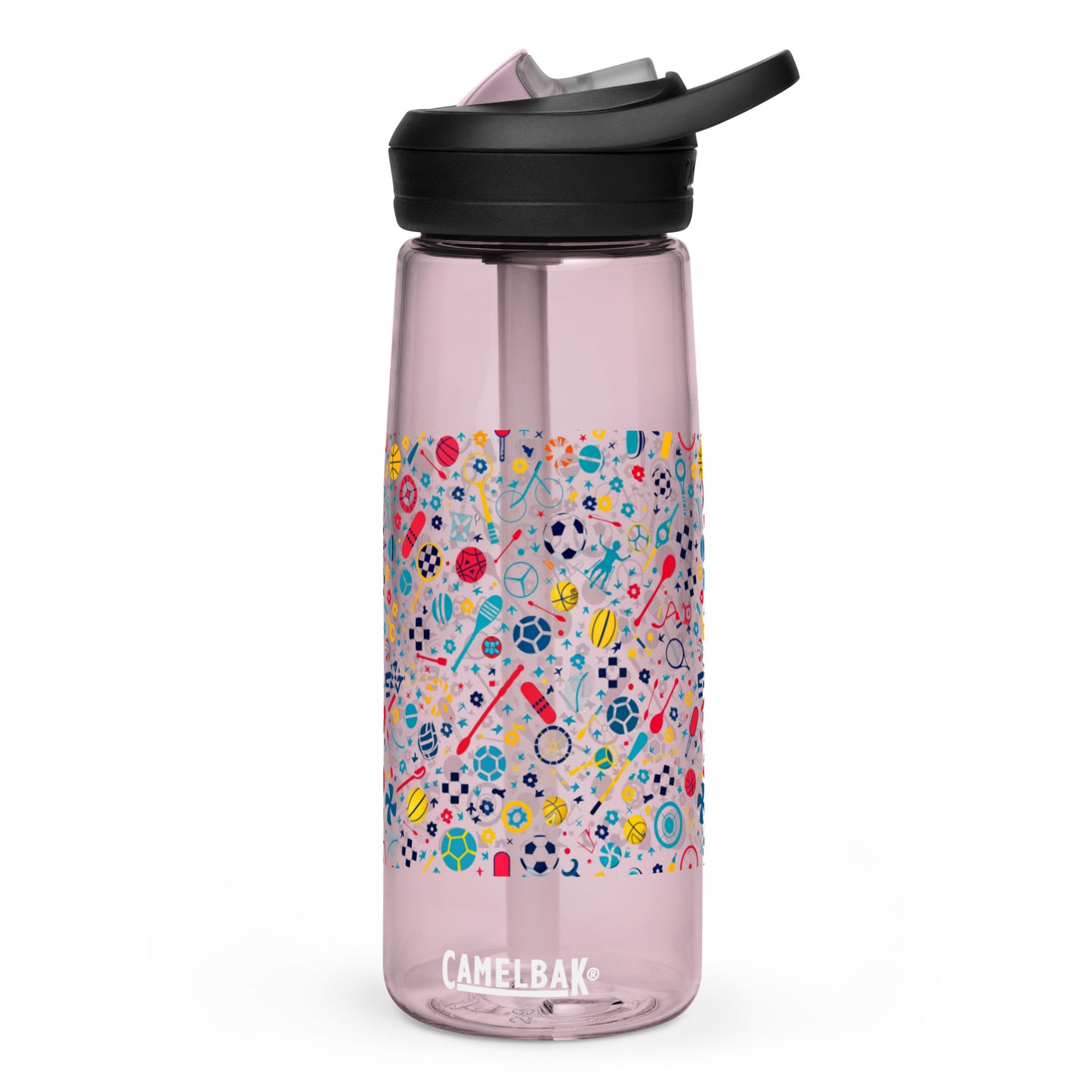 Botella de agua deportiva con Estampado de Deportes Coloridos