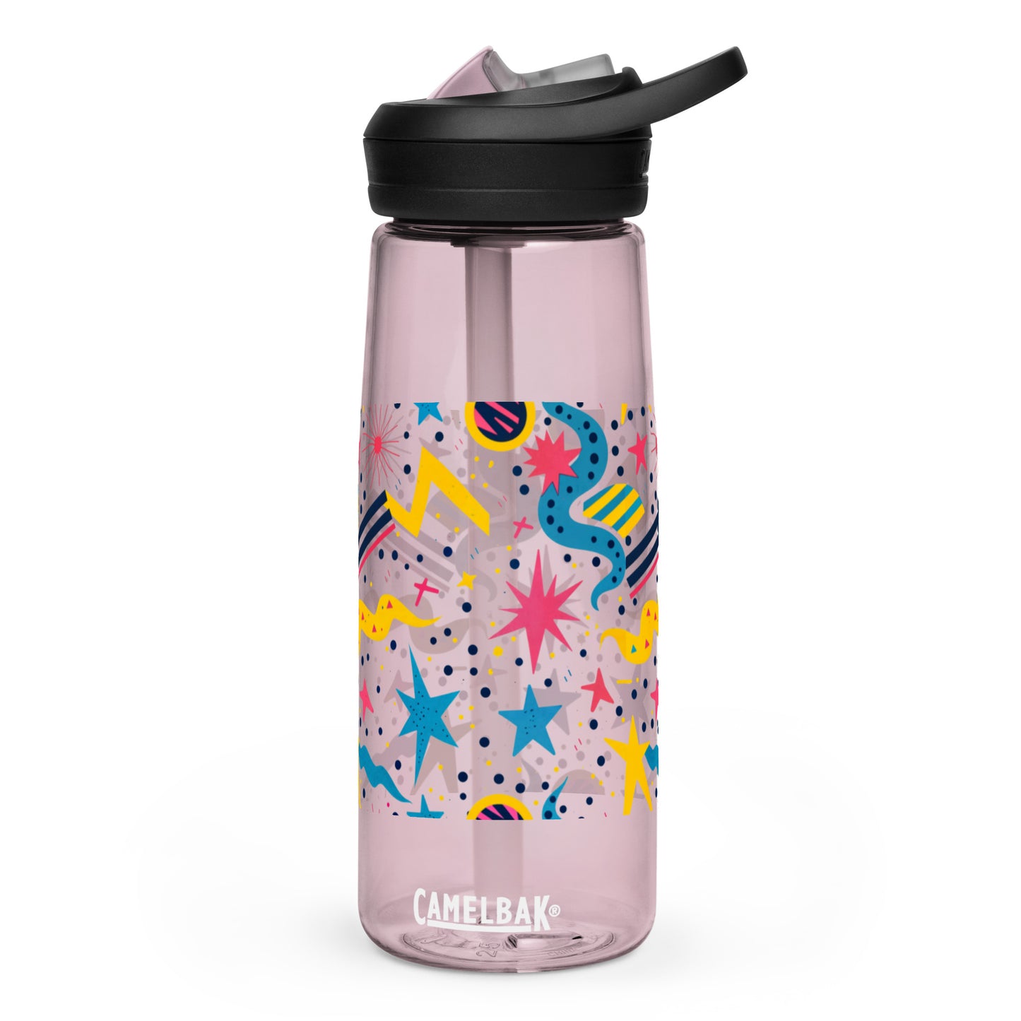 Botella de agua deportiva con Estampado de Estrellas y Formas Geométricas