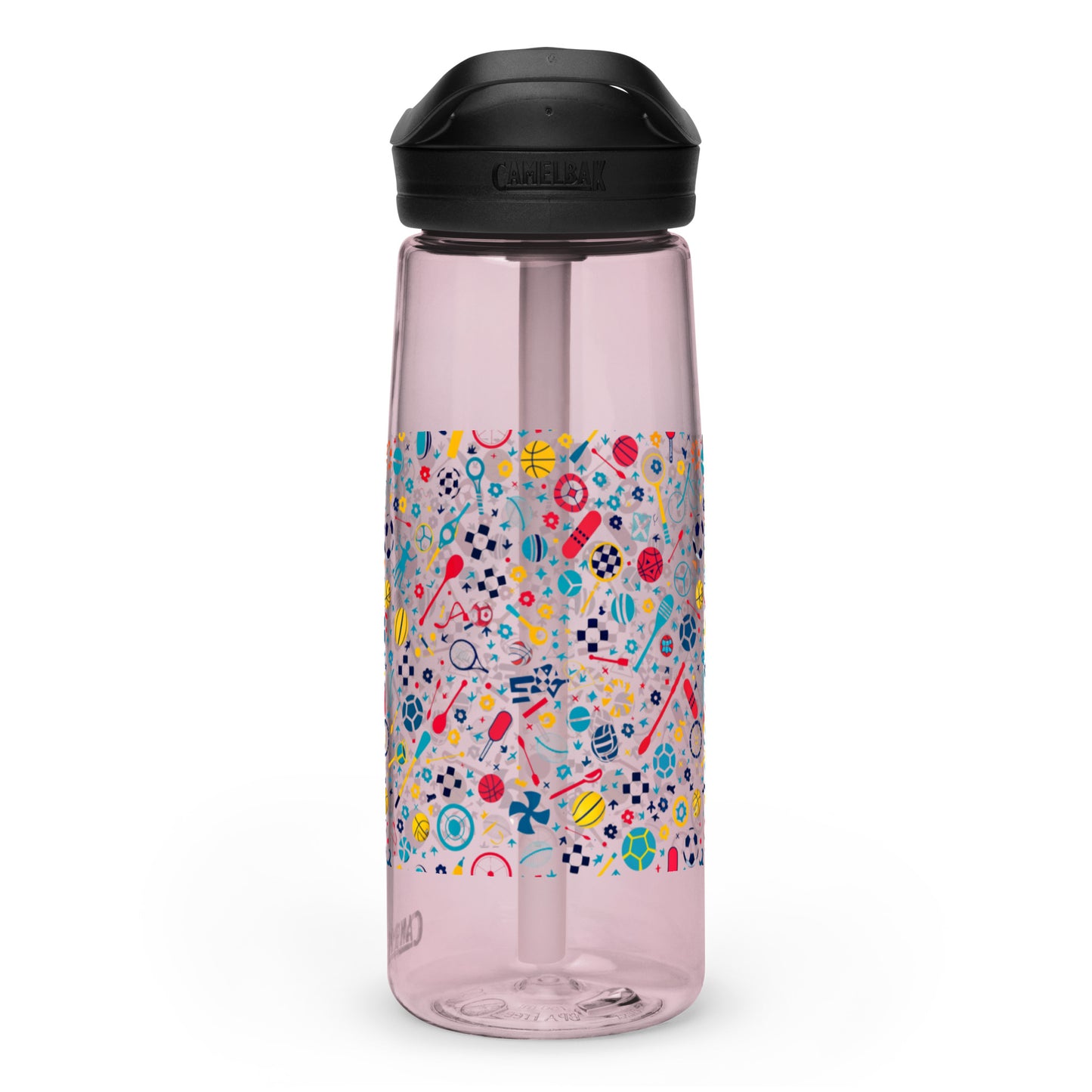 Botella de agua deportiva con Estampado de Deportes Coloridos