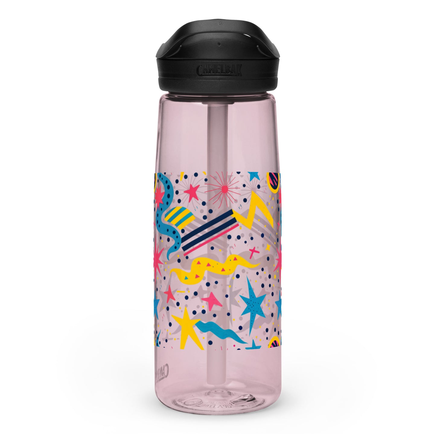 Botella de agua deportiva con Estampado de Estrellas y Formas Geométricas