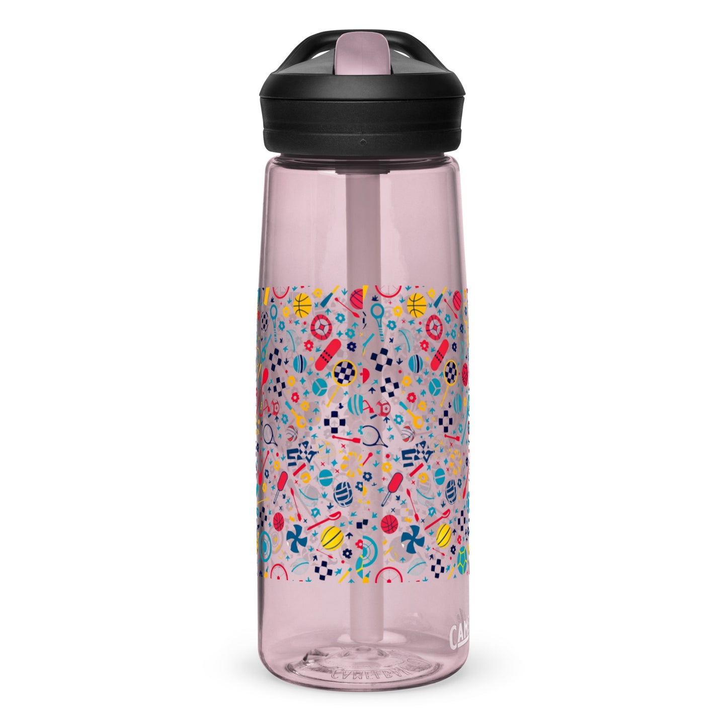 Botella de agua deportiva con Estampado de Deportes Coloridos