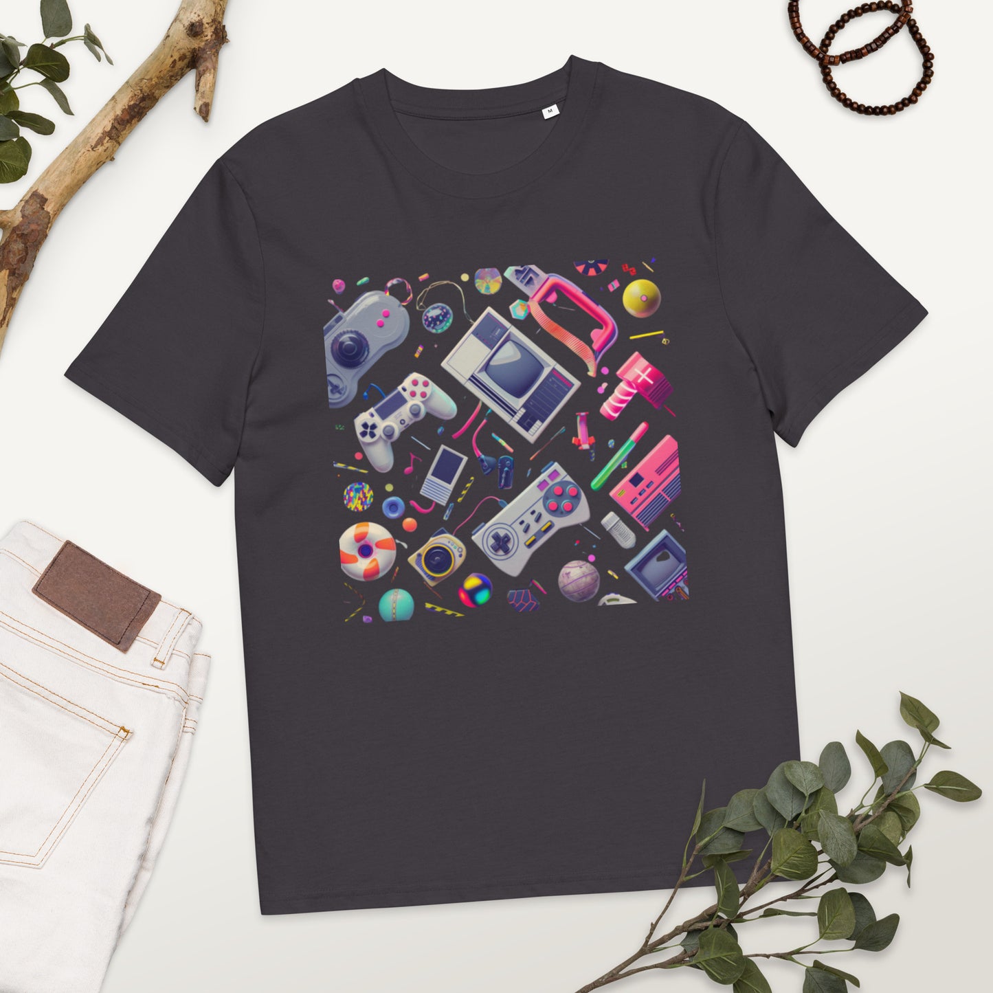 Camiseta de algodón orgánico unisex con Estampado Retro de Videojuegos