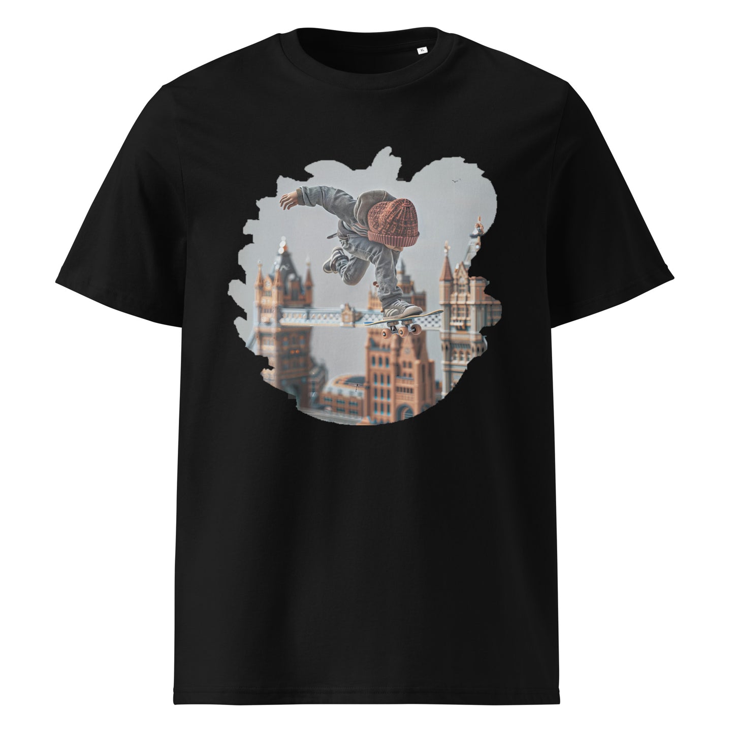 Camiseta de algodón orgánico unisex con Estampado de Skateboarding Urbano