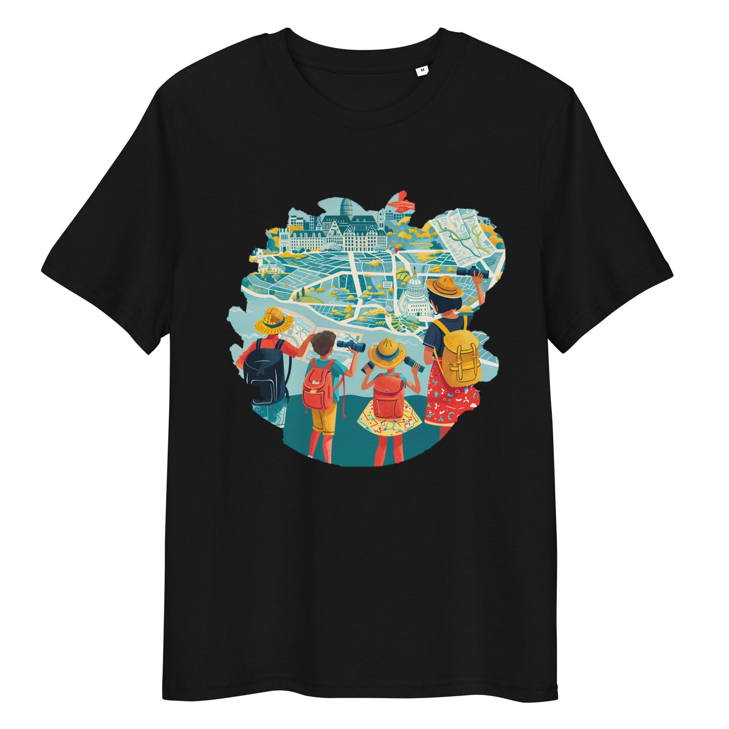 Camiseta de algodón orgánico unisex con Estampado de Turismo Urbano