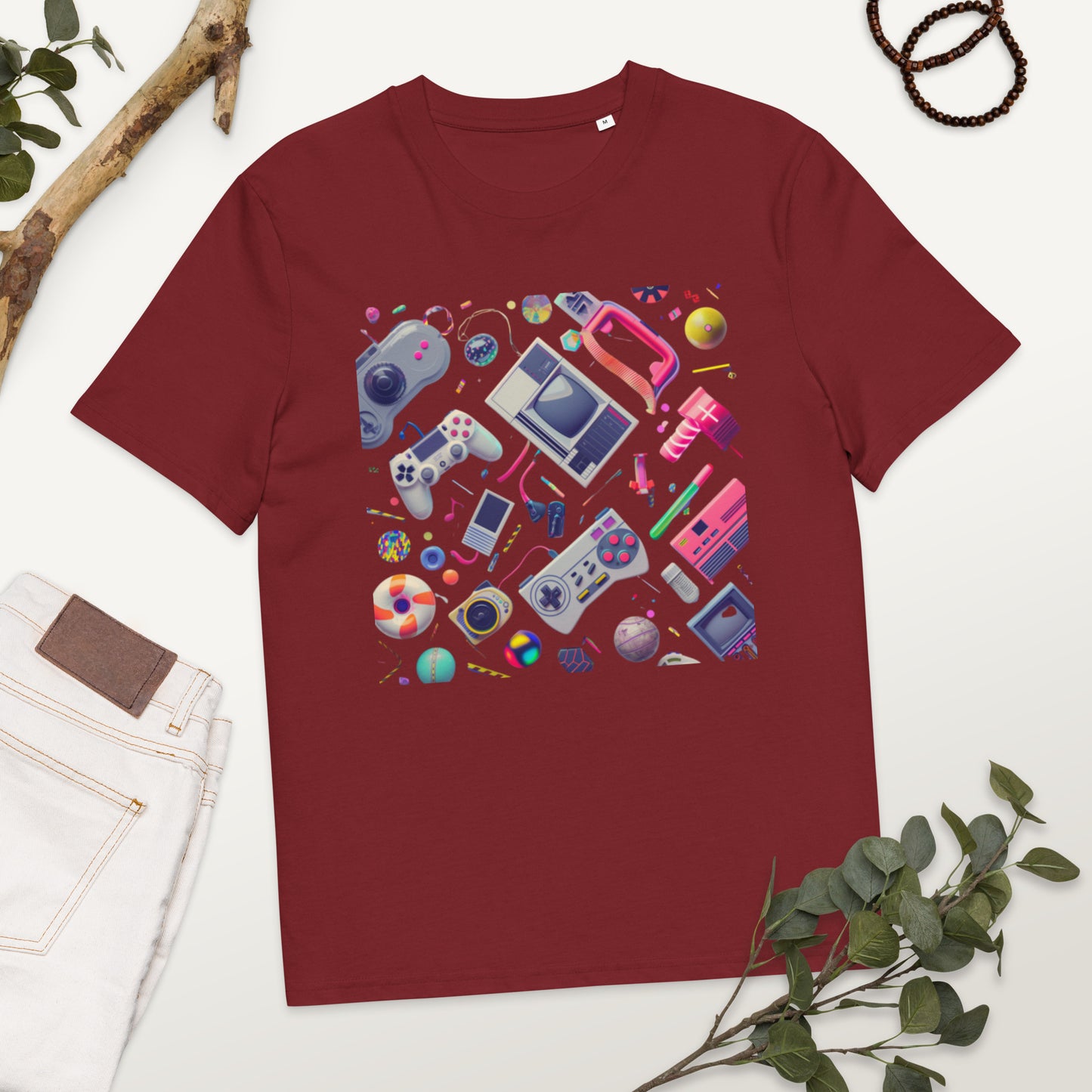 Camiseta de algodón orgánico unisex con Estampado Retro de Videojuegos