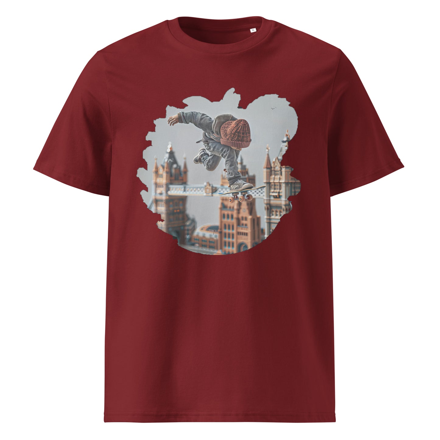 Camiseta de algodón orgánico unisex con Estampado de Skateboarding Urbano