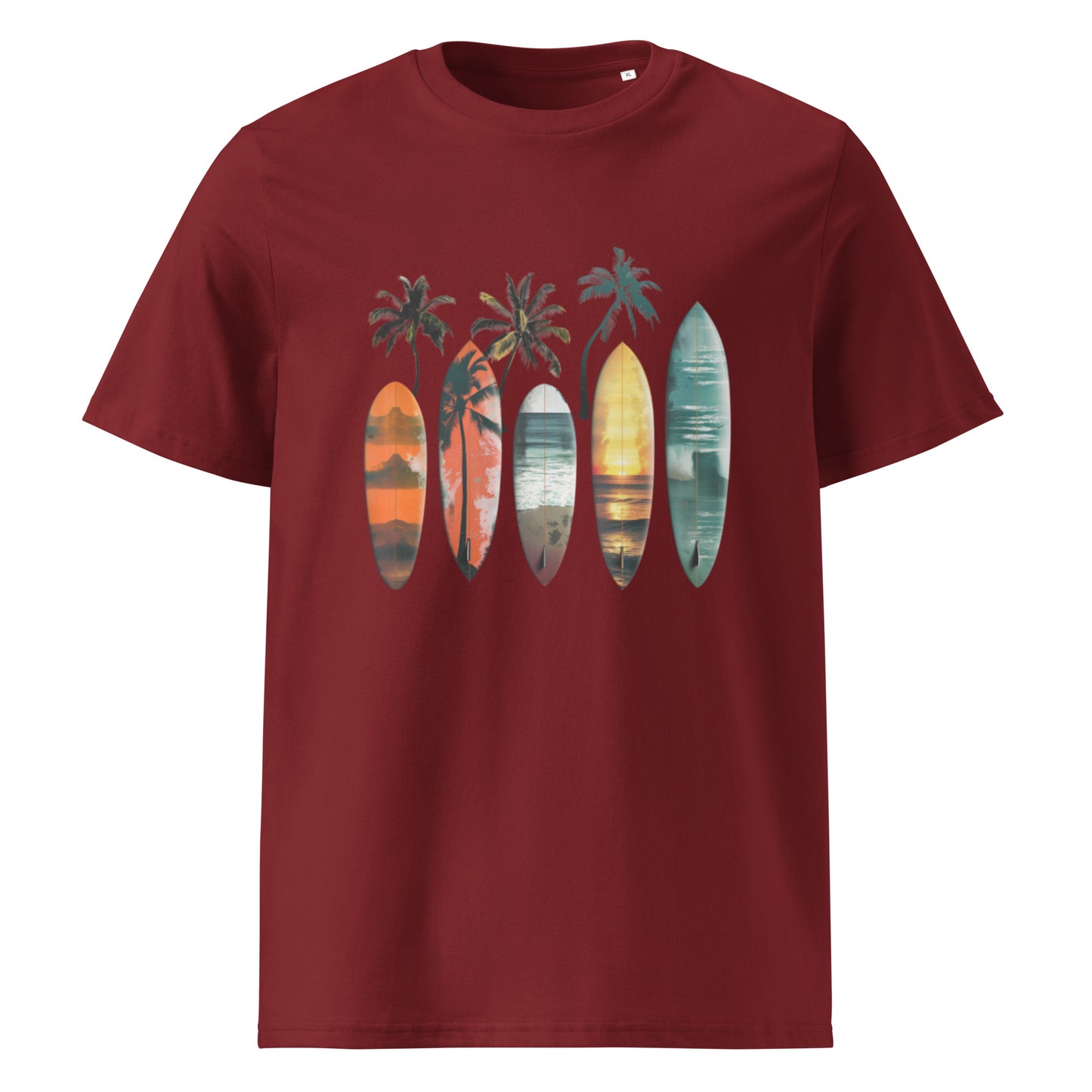Camiseta de algodón orgánico unisex con Estampado de Surf Tropical