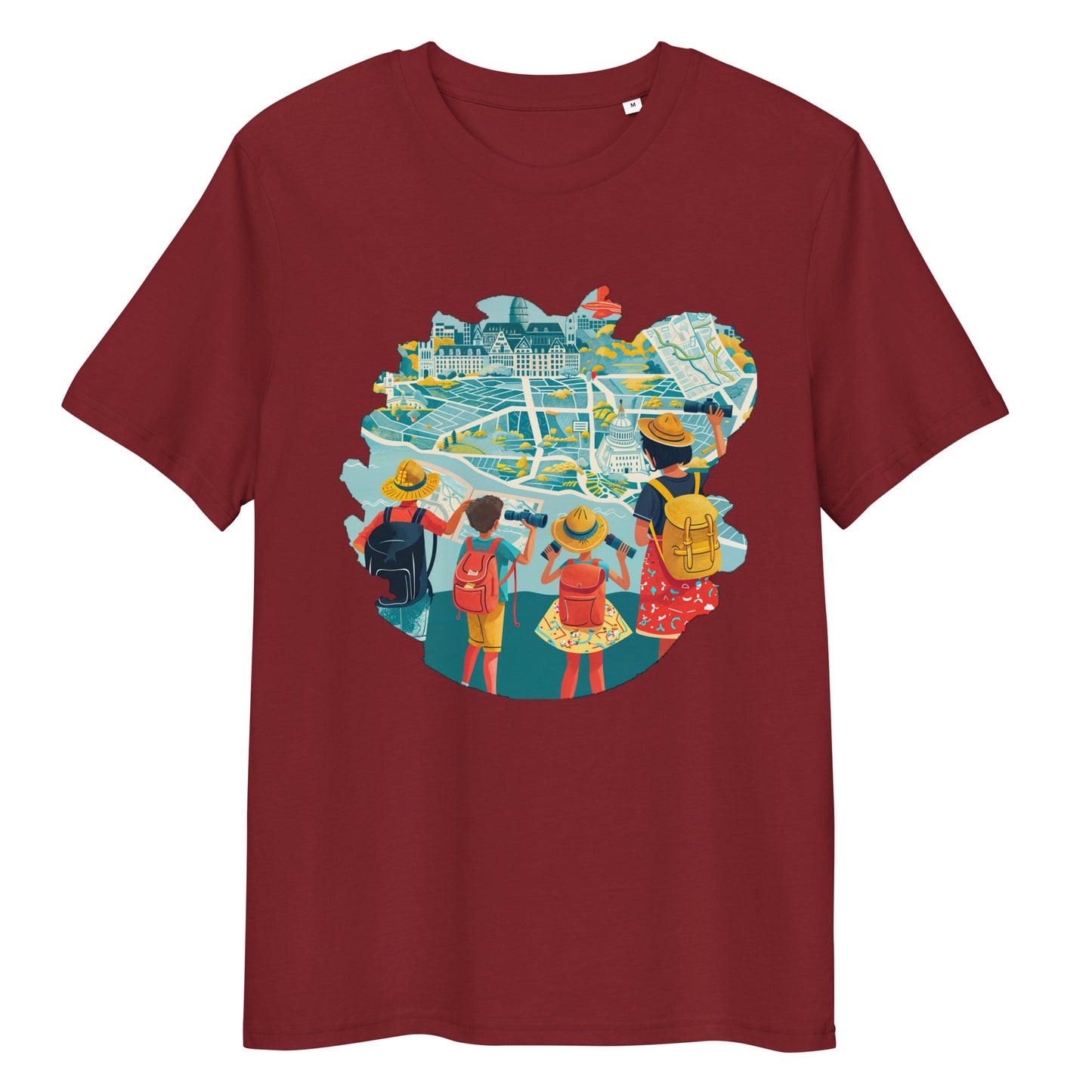 Camiseta de algodón orgánico unisex con Estampado de Turismo Urbano