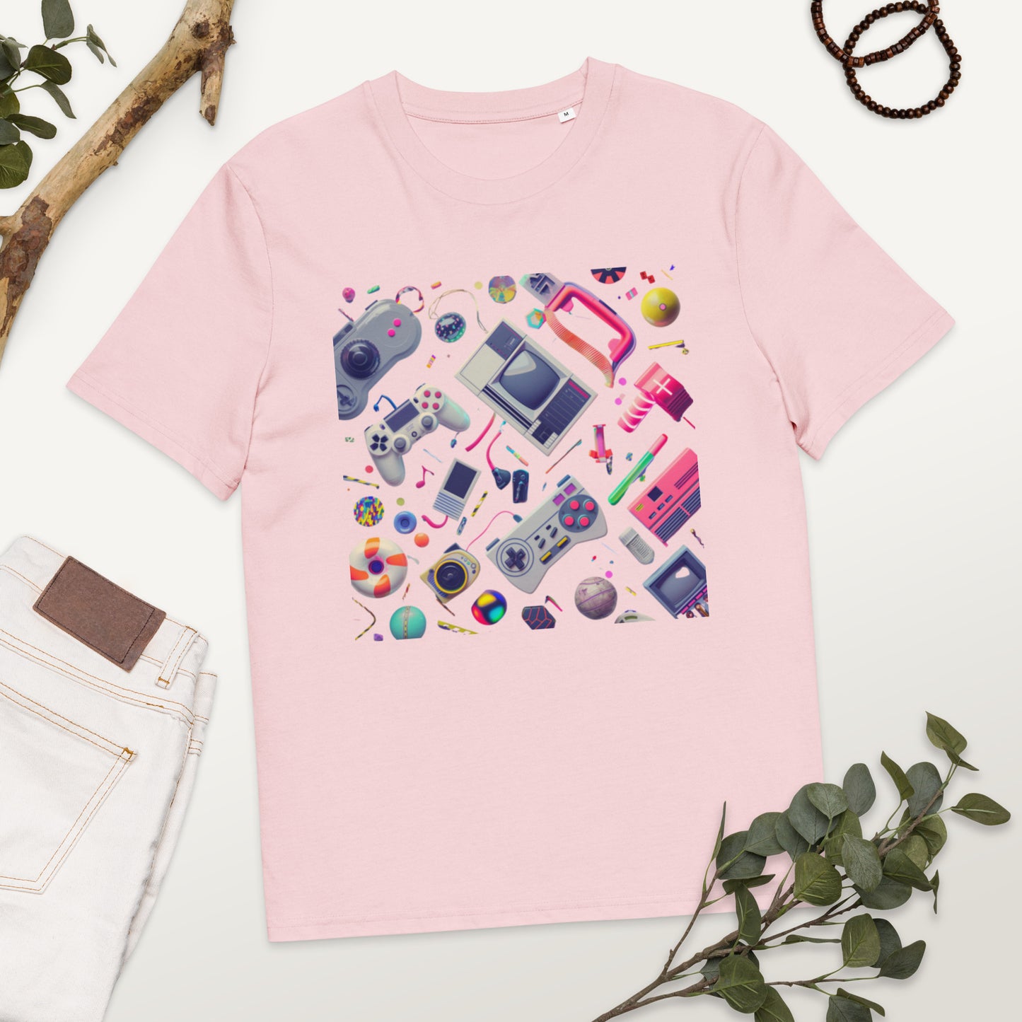 Camiseta de algodón orgánico unisex con Estampado Retro de Videojuegos