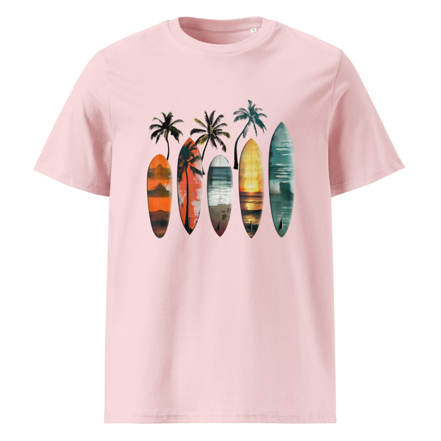 Camiseta de algodón orgánico unisex con Estampado de Surf Tropical