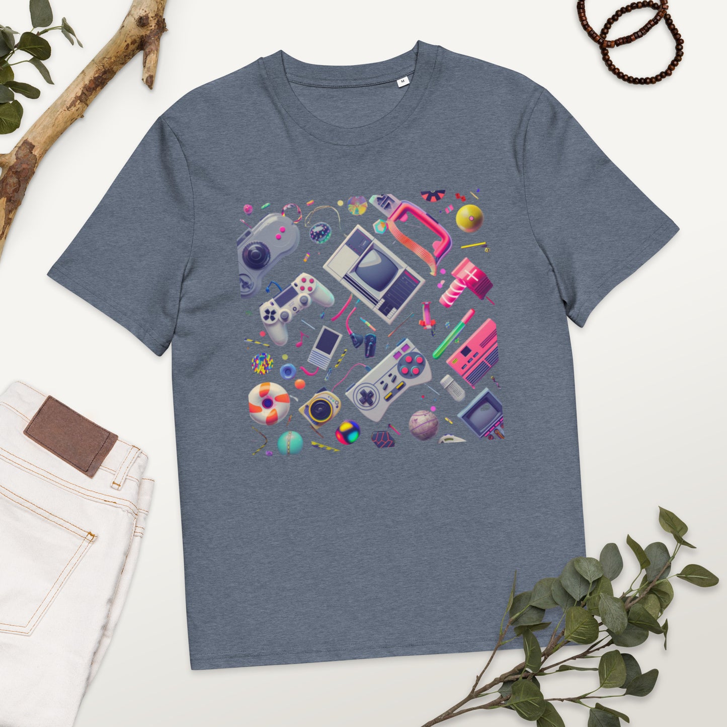Camiseta de algodón orgánico unisex con Estampado Retro de Videojuegos