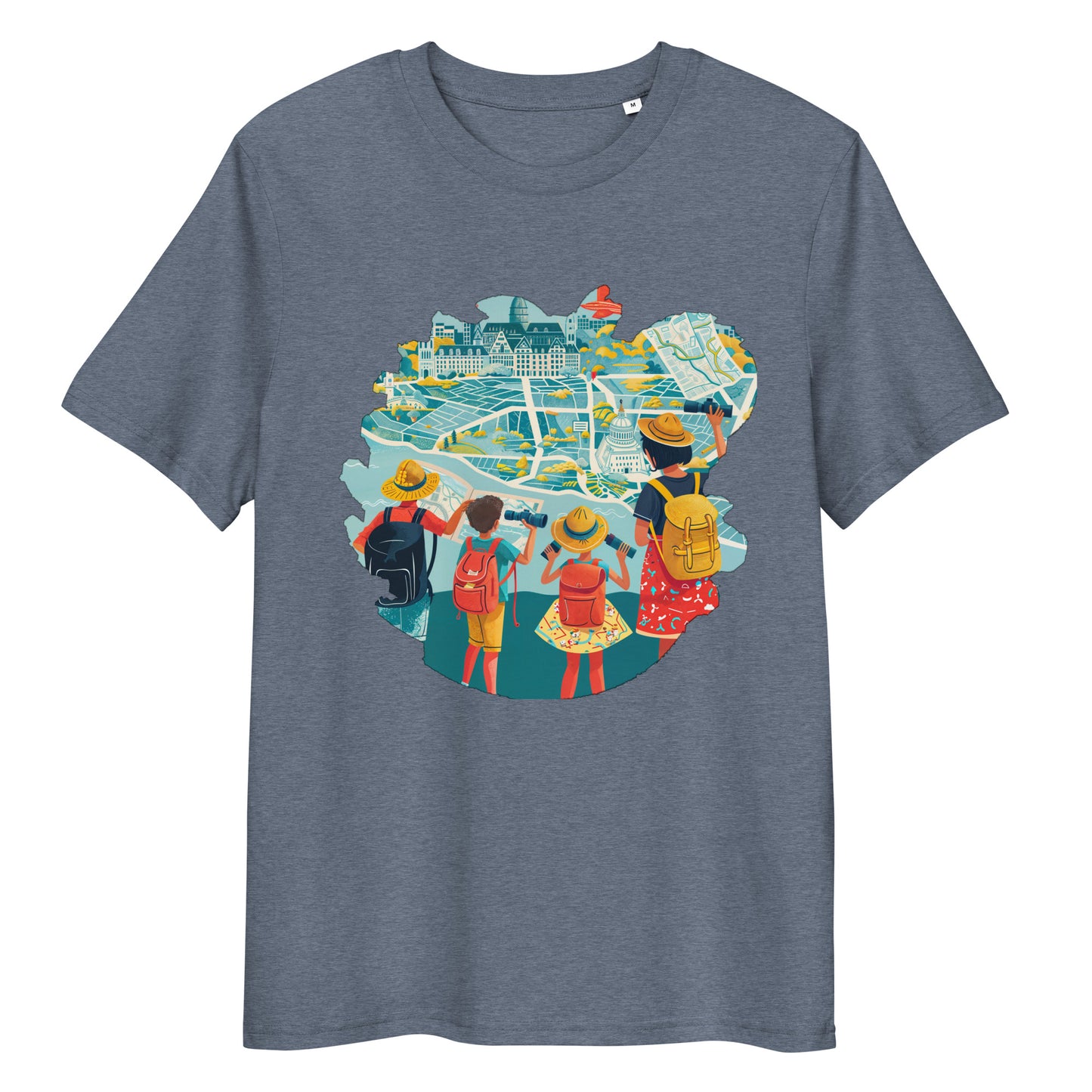 Camiseta de algodón orgánico unisex con Estampado de Turismo Urbano