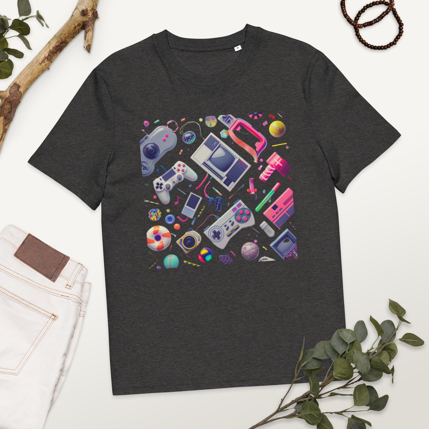 Camiseta de algodón orgánico unisex con Estampado Retro de Videojuegos