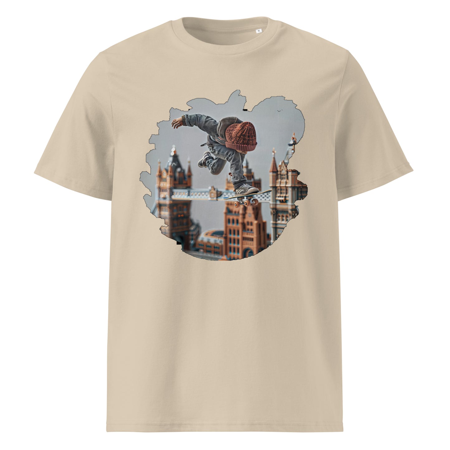 Camiseta de algodón orgánico unisex con Estampado de Skateboarding Urbano