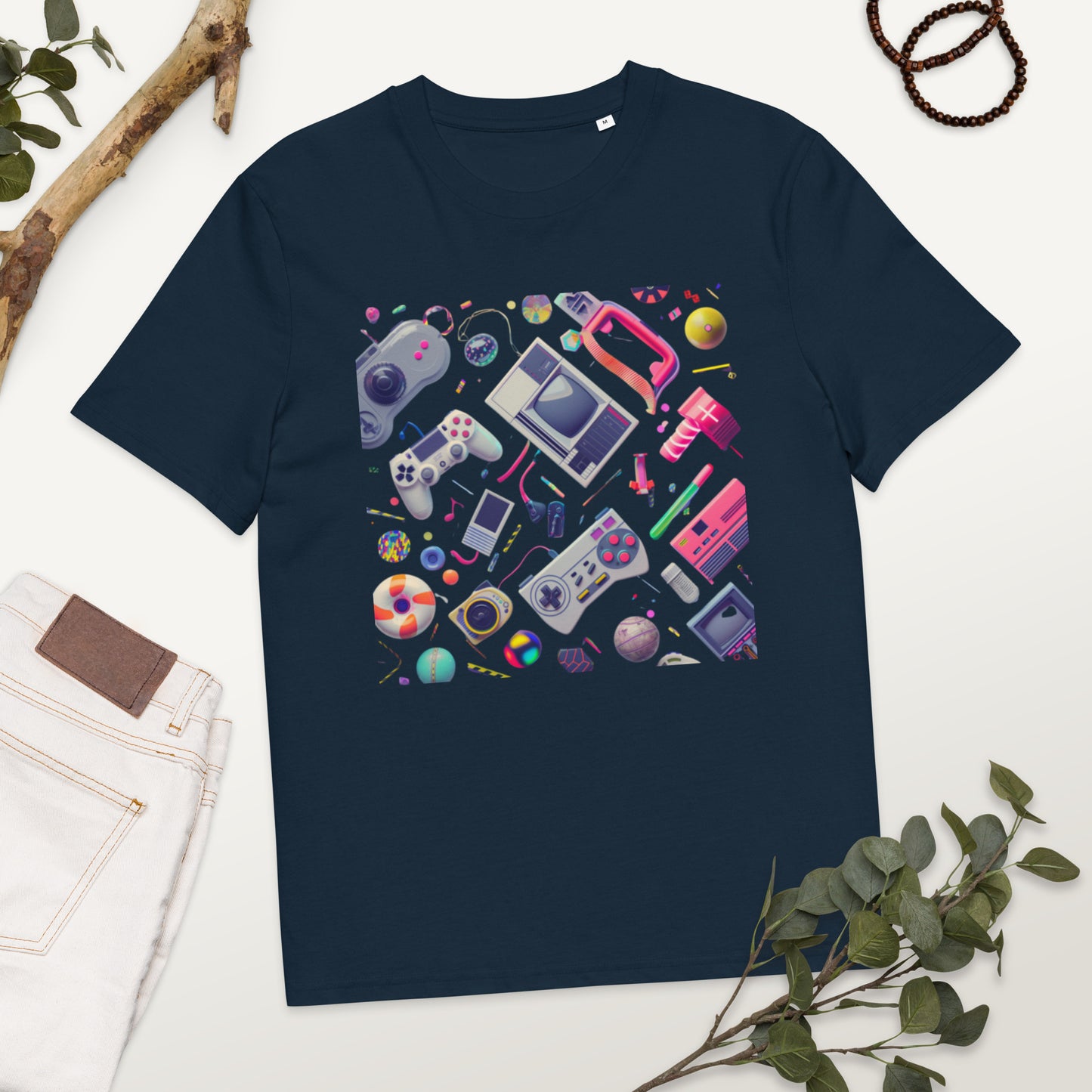 Camiseta de algodón orgánico unisex con Estampado Retro de Videojuegos