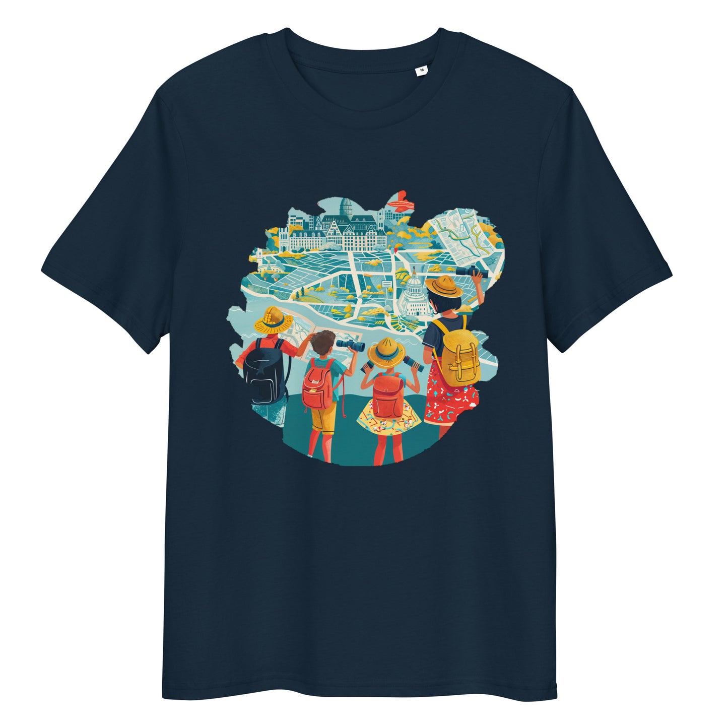 Camiseta de algodón orgánico unisex con Estampado de Turismo Urbano