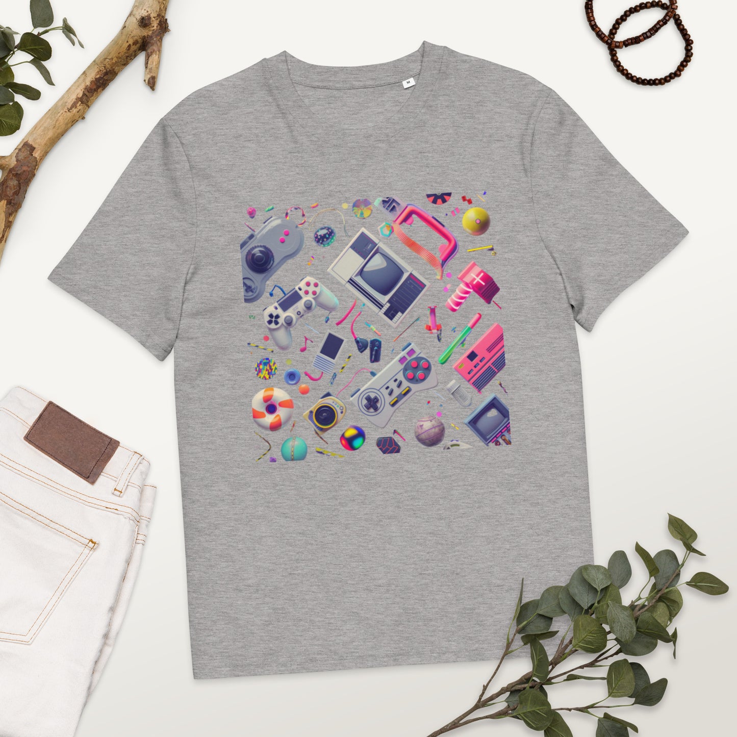Camiseta de algodón orgánico unisex con Estampado Retro de Videojuegos