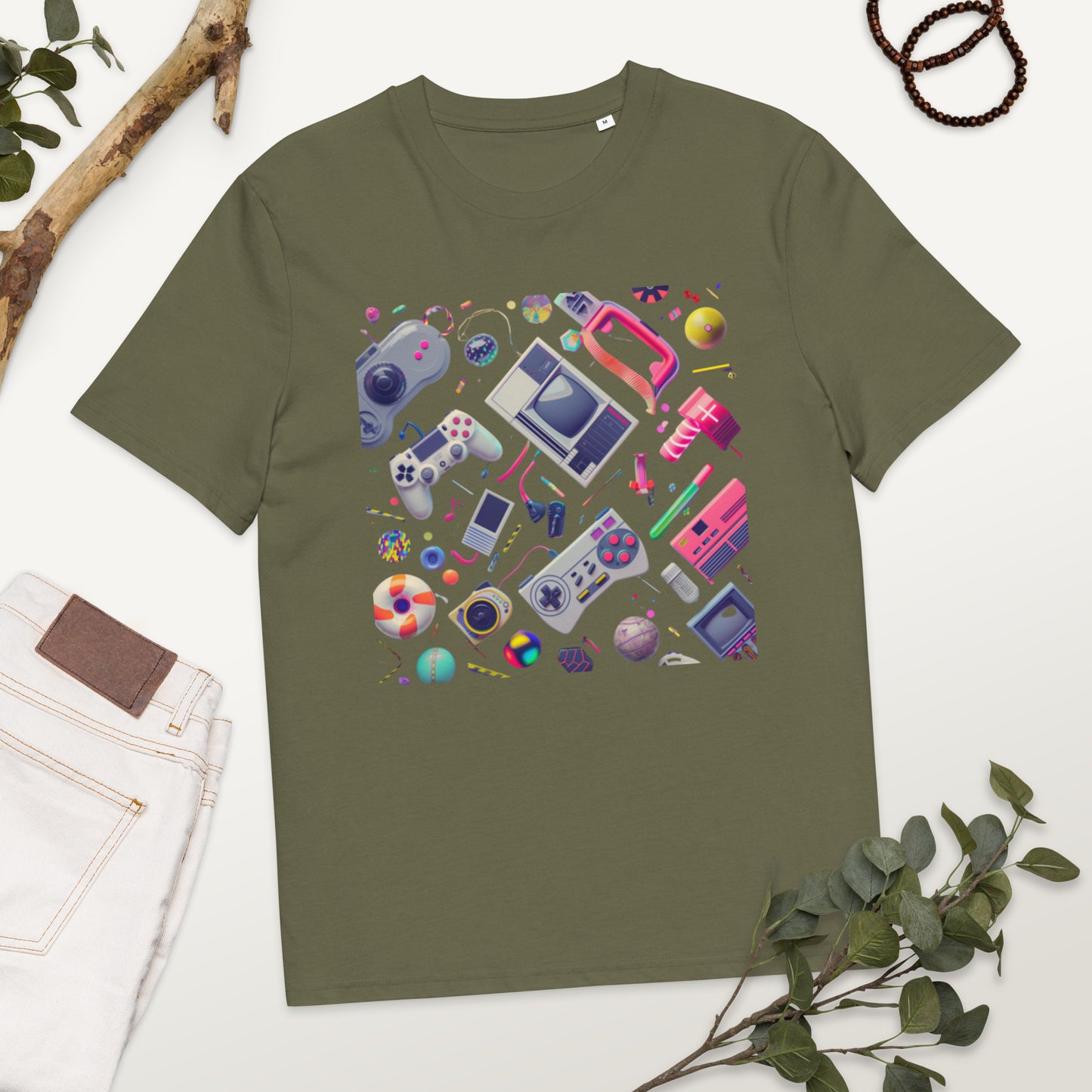 Camiseta de algodón orgánico unisex con Estampado Retro de Videojuegos