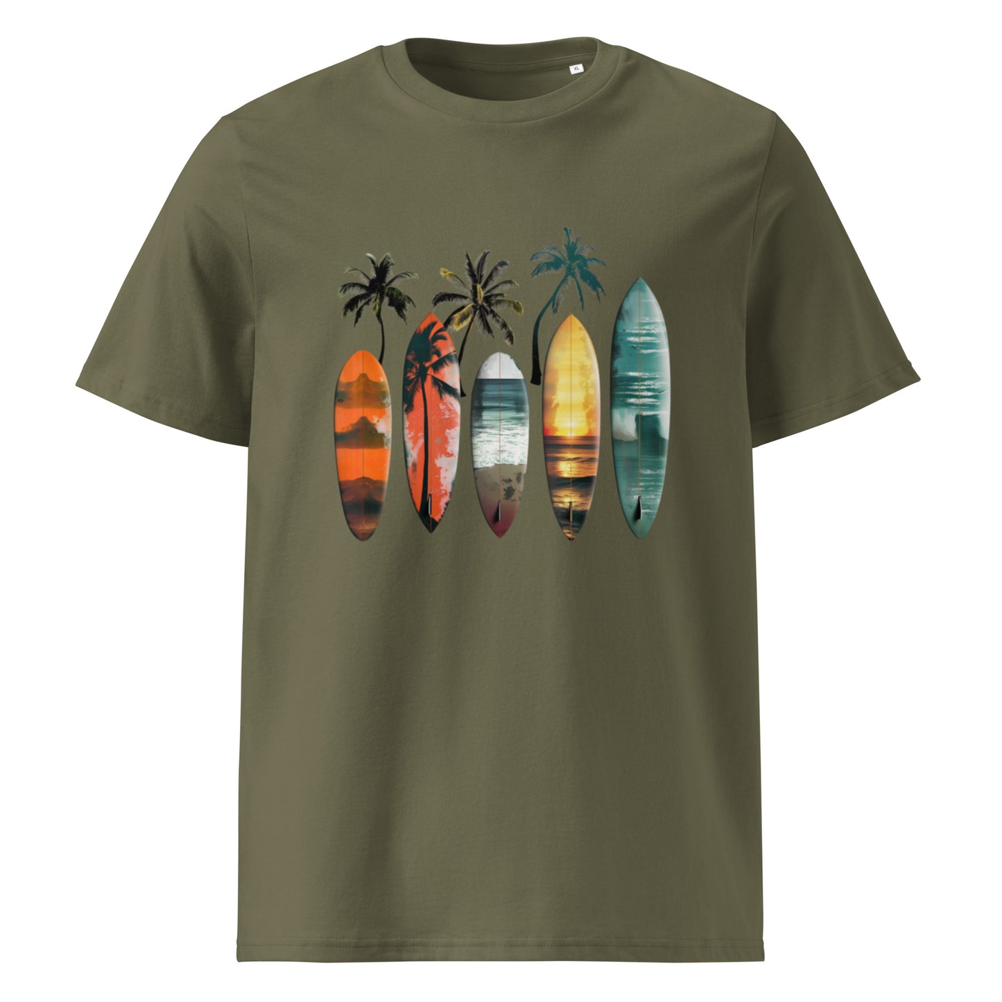Camiseta de algodón orgánico unisex con Estampado de Surf Tropical