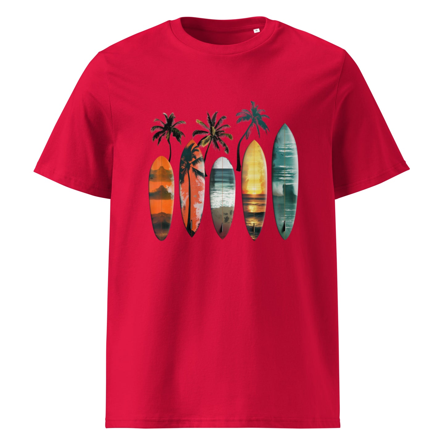 Camiseta de algodón orgánico unisex con Estampado de Surf Tropical